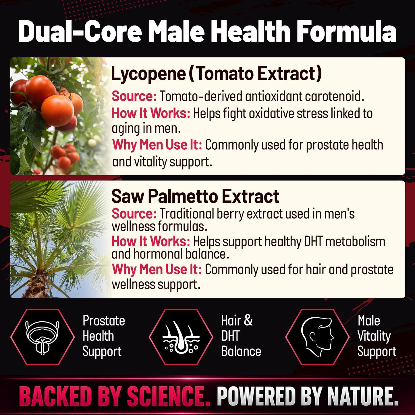 NATISLAND Lycopene & Saw Palmetto for Men, Prostate & Hair Support Gummy, 60 Count