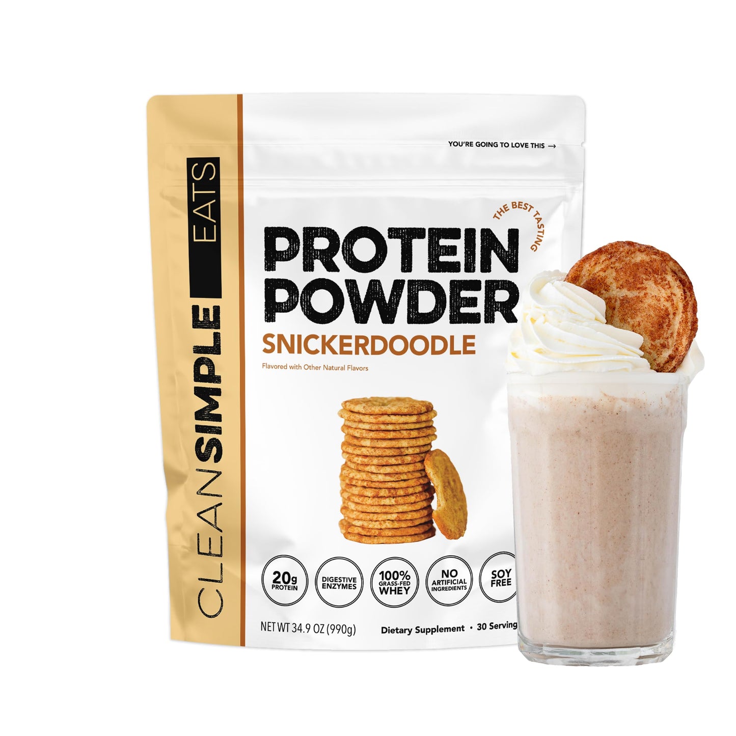 Clean Simple Eats Whey Isolate Protein Powder, Snickerdoodle, 30 Servings