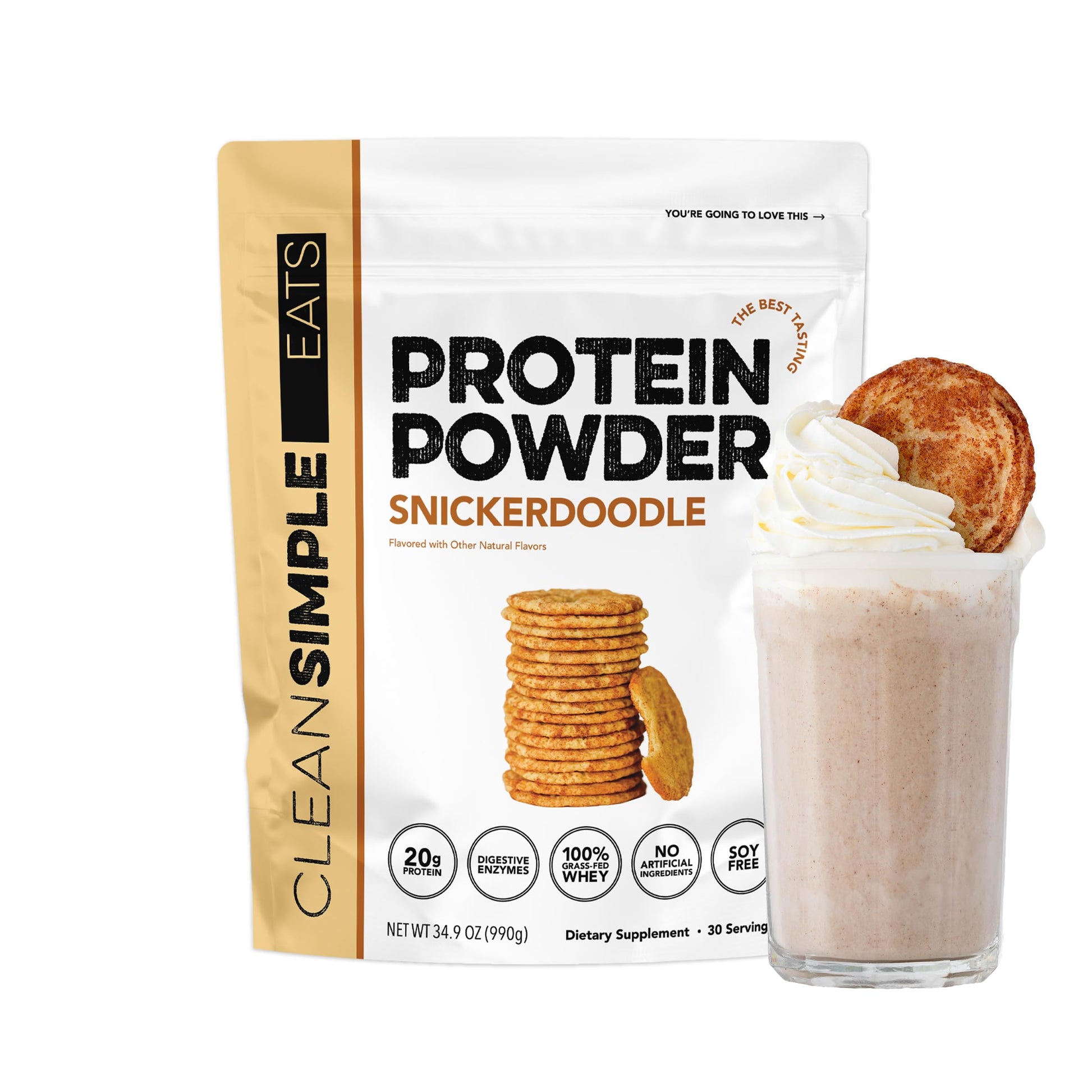 Clean Simple Eats Whey Isolate Protein Powder, Snickerdoodle, 30 Servings