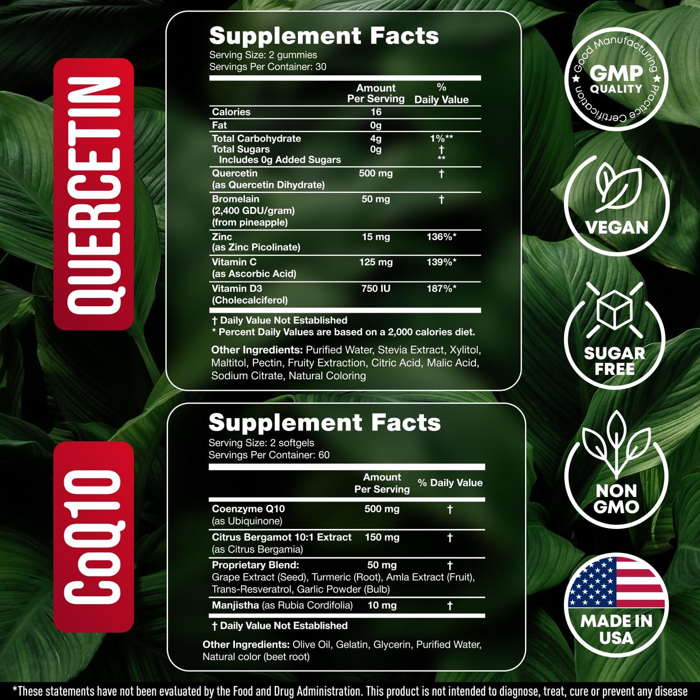 JOYLI Nutrition Quercetin with Bromelain & CoQ10 500mg Bundle – CoQ10 Softgels (120) + Sugar-Free Quercetin Gummies with Zinc, Vitamin C & D3 (60) – 180 Total Units