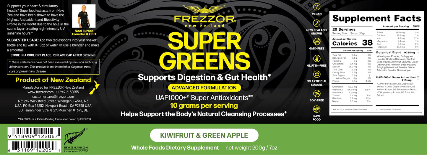 FREZZOR Super Greens with UAF1000+ Powder, 14 Ounces