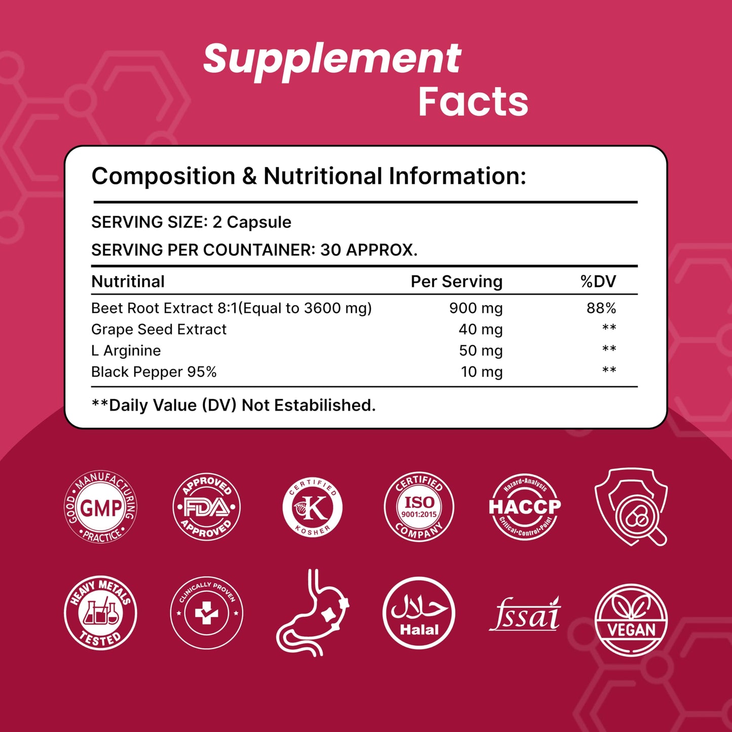 ORIBITE Beetroot Capsule 1000mg, 60 Veg Capsules
