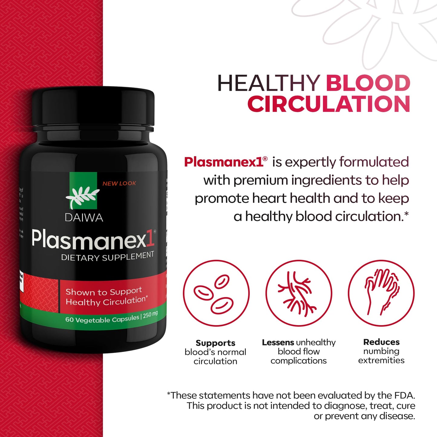 Daiwa Health Development Plasmanex1 - Circulation Supplement with Fermented Natto Enzyme (BFPB) for Blood Flow and Vascular Wellness, 60 Capsules