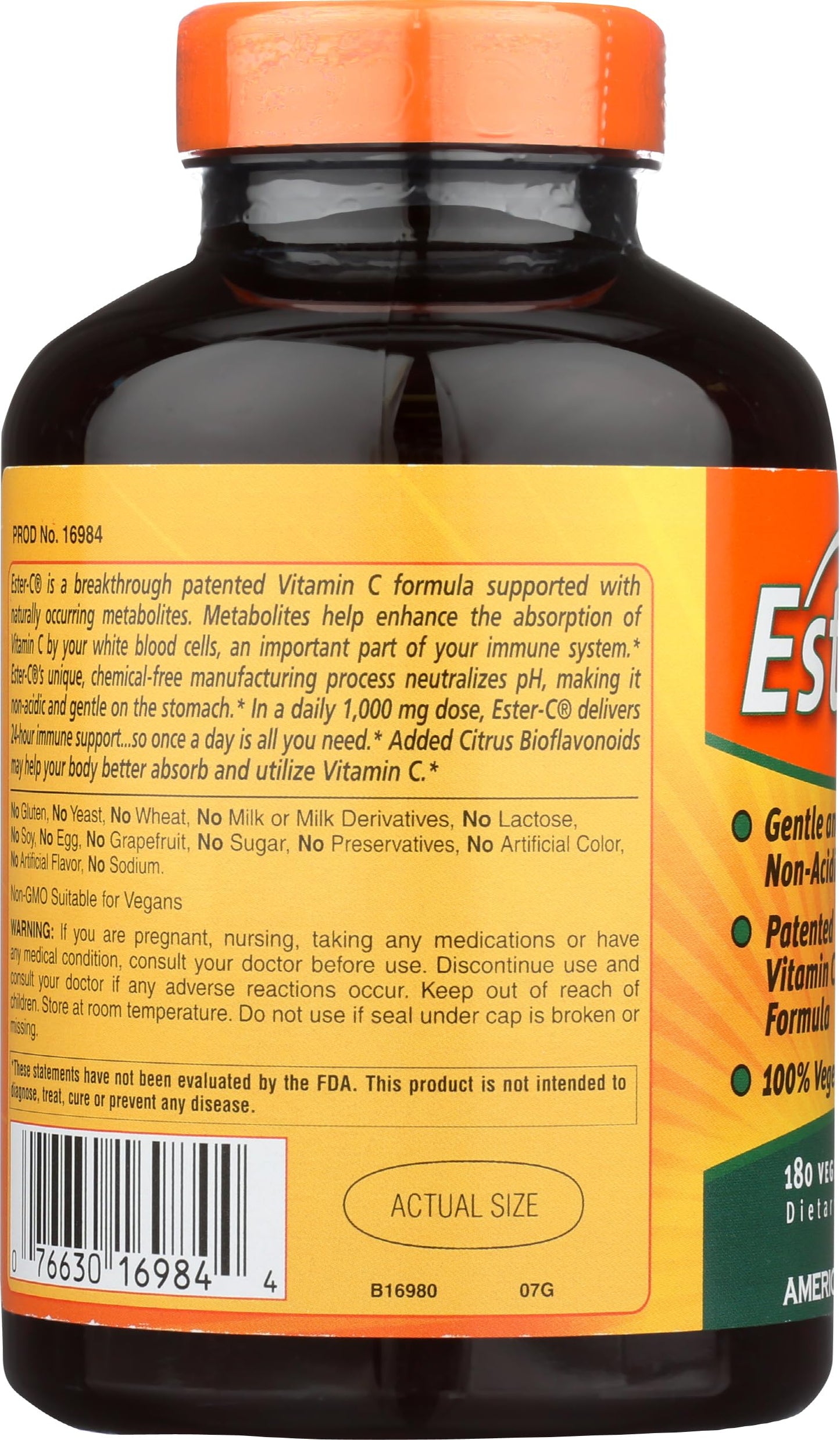 American Health Ester-C 1000mg with Citrus Bioflavonoids Tablets, 180 Count