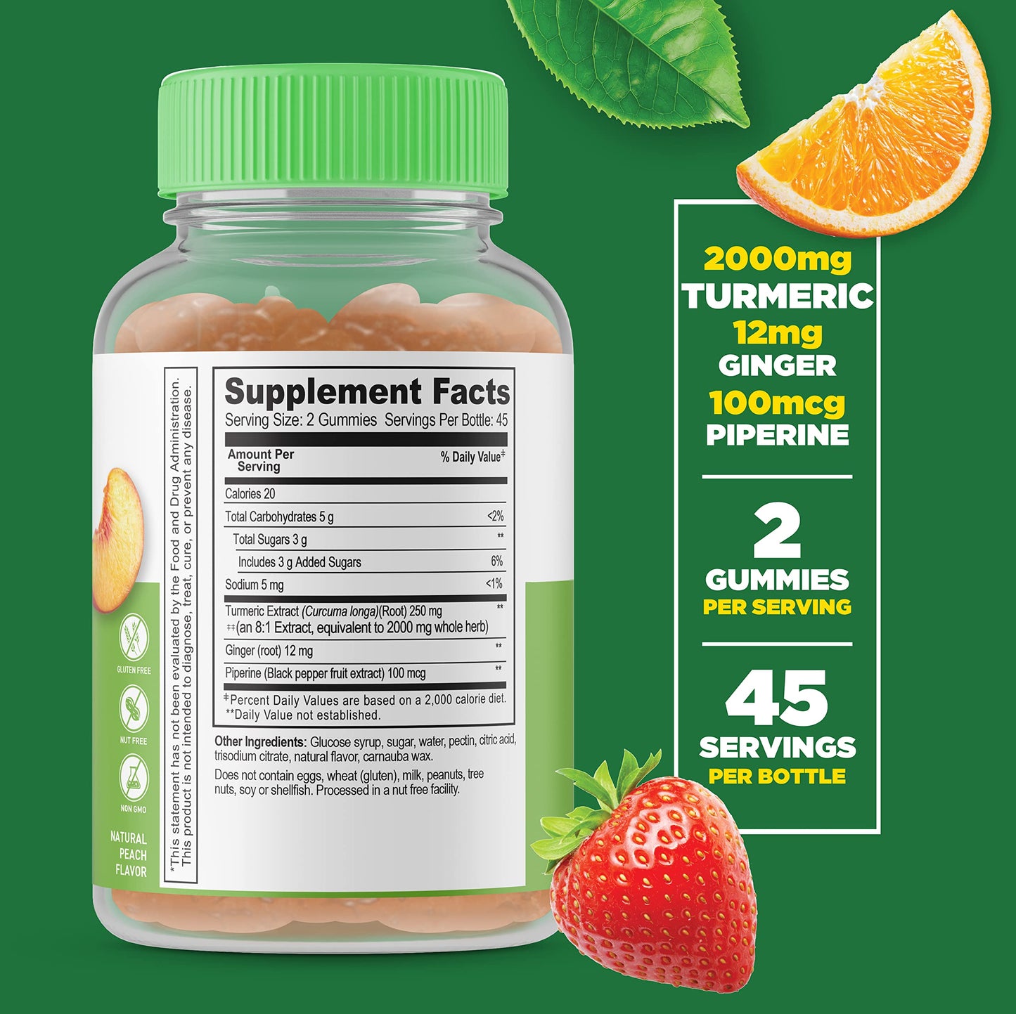 Lifeable Turmeric Curcumin with Ginger & Black Pepper Extract 2000mg 180 Gummies