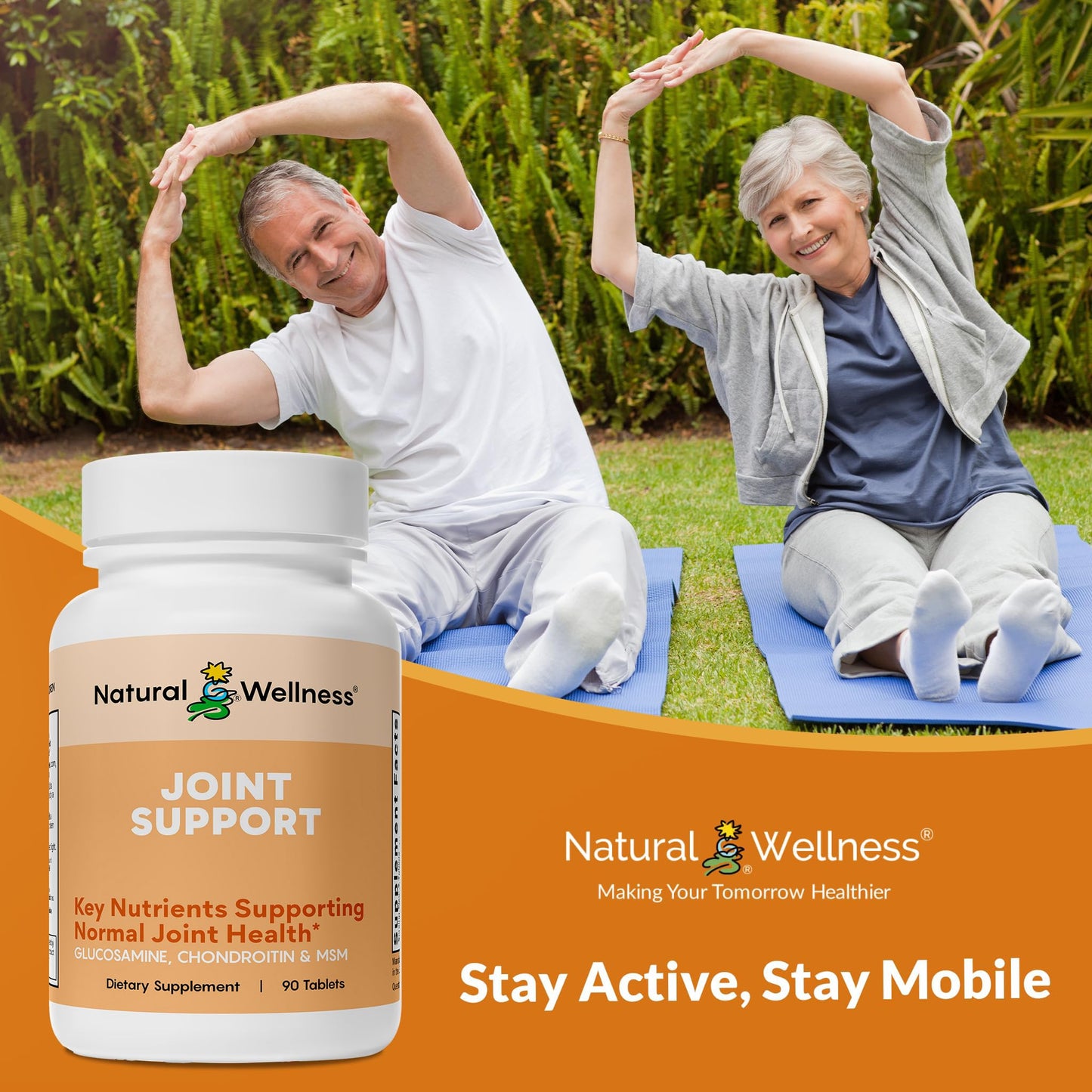 Natural Wellness Glucosamine Chondroitin with MSM and Turmeric Tablet 90 Count