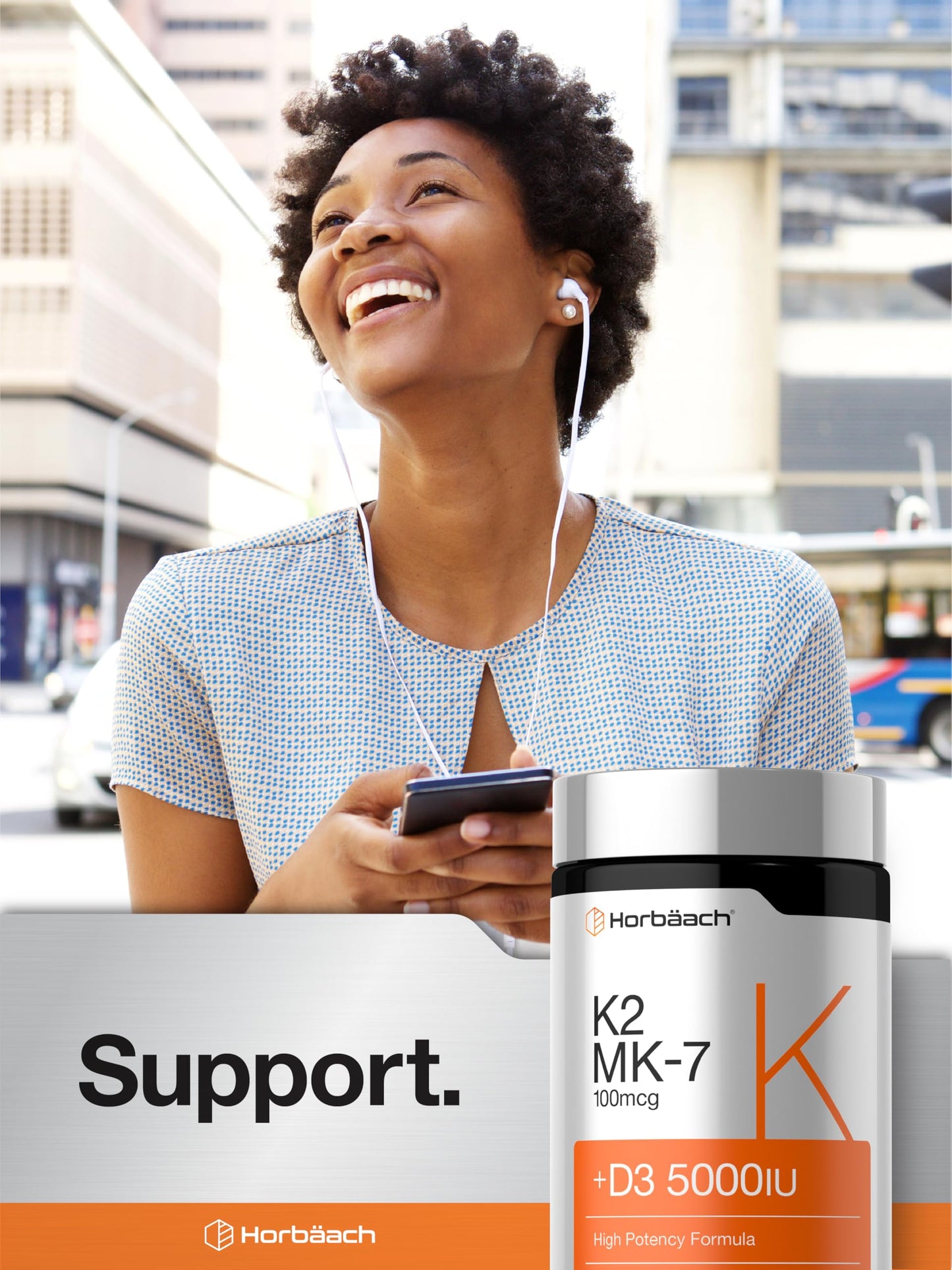 Horbäach Vitamin D3 K2 5000 iu 100mcg MK-7 Complex Softgel Capsules 180