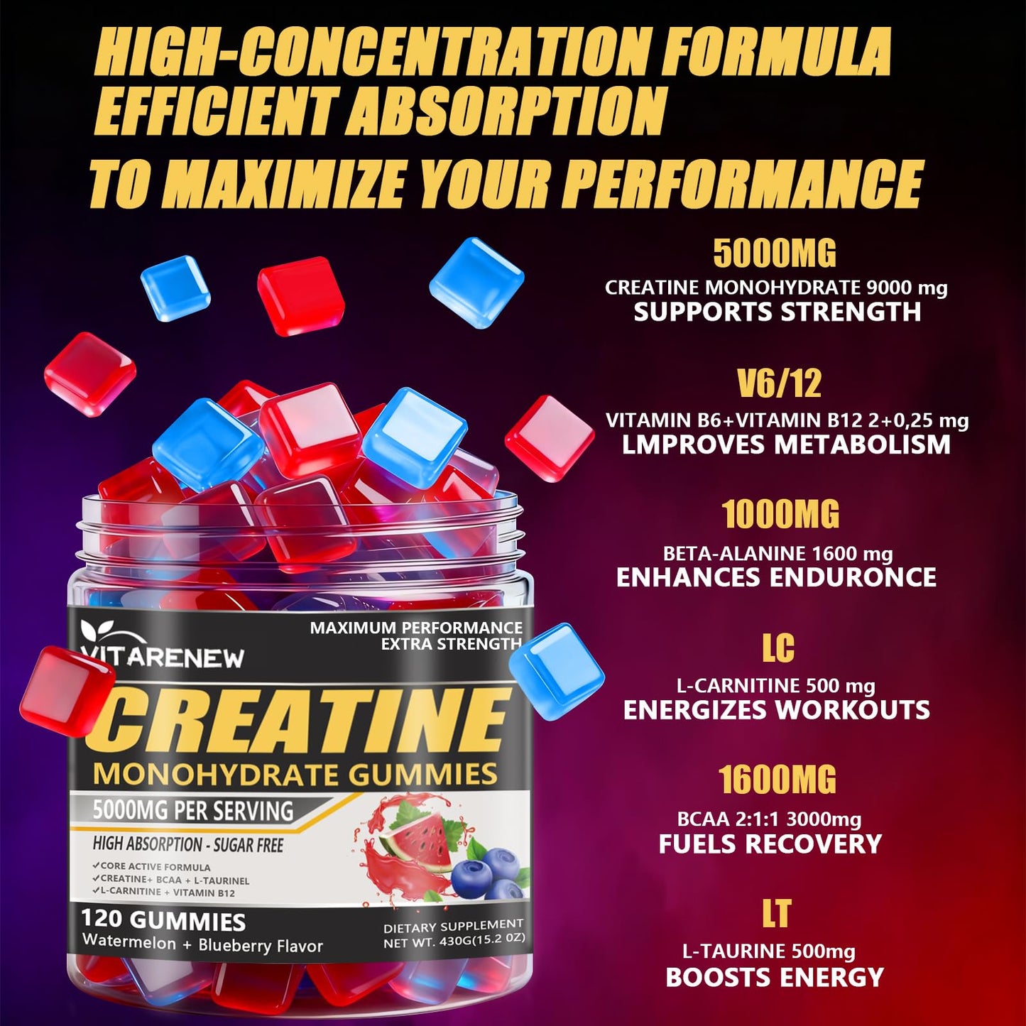 VITARENEW Creatine Gummies 120 Gummies