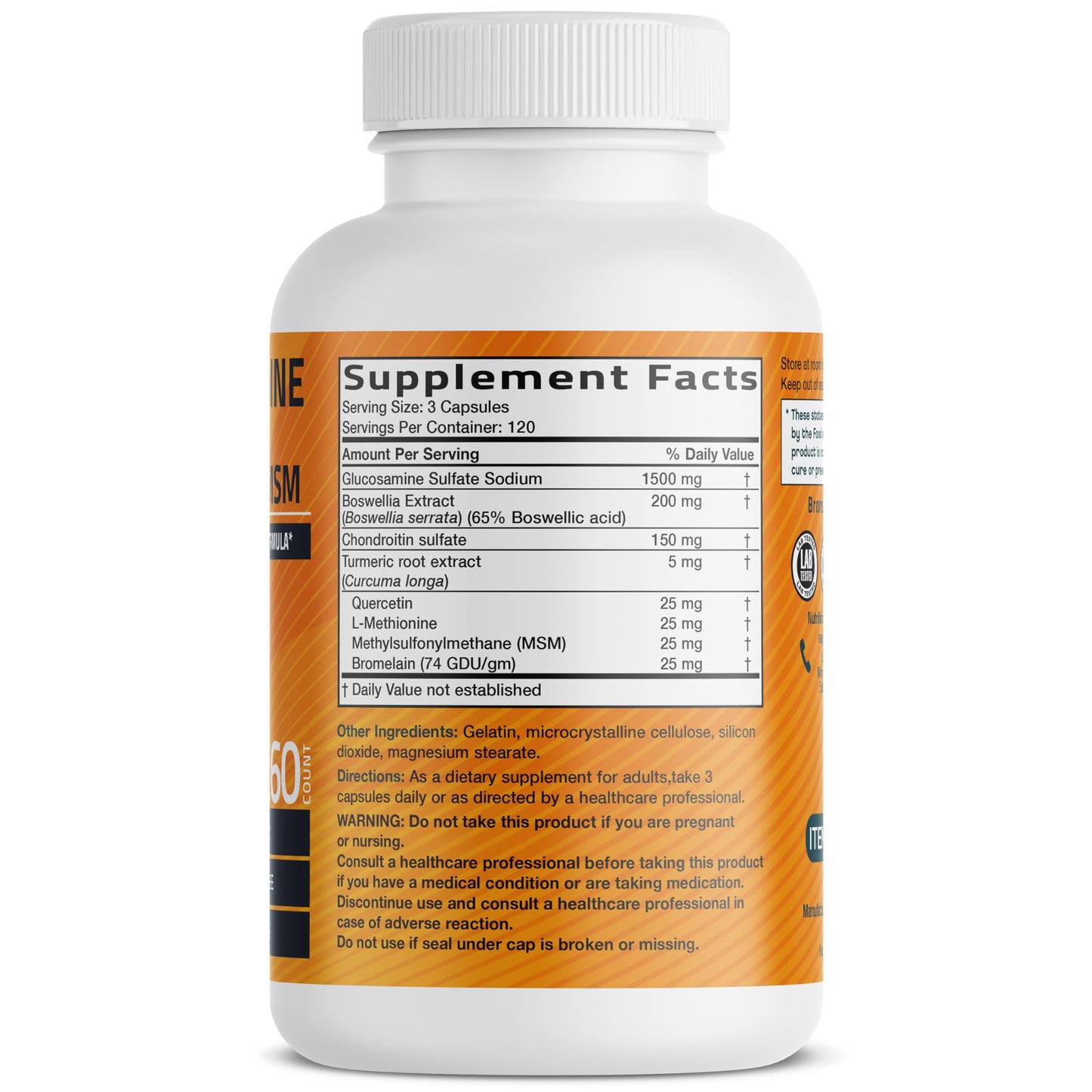 Bronson Glucosamine Chondroitin Turmeric & MSM Advanced Joint & Cartilage Formula Capsules, 360