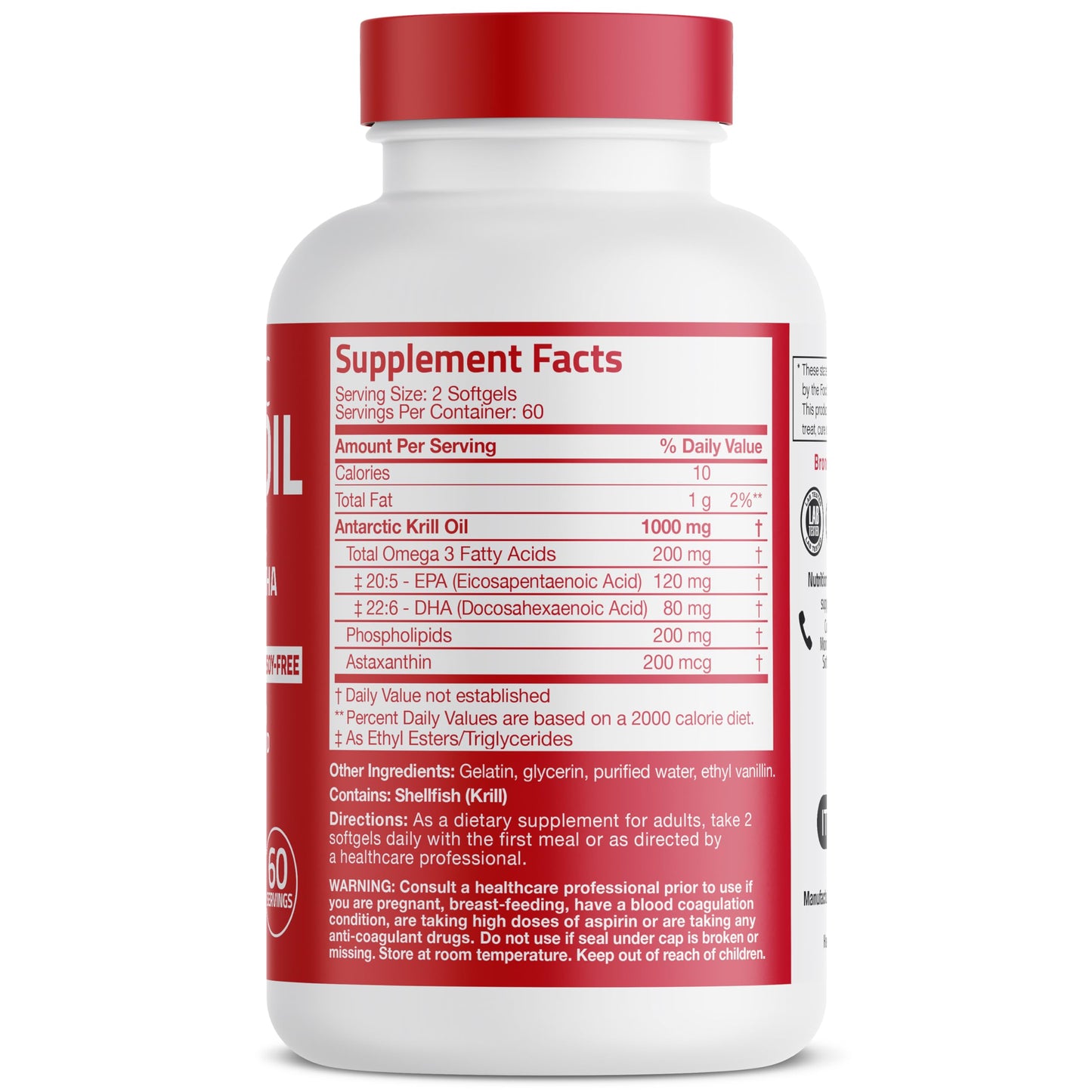 Bronson Antarctic Krill Oil 1000 mg with Omega-3s Softgels, 120 Softgels