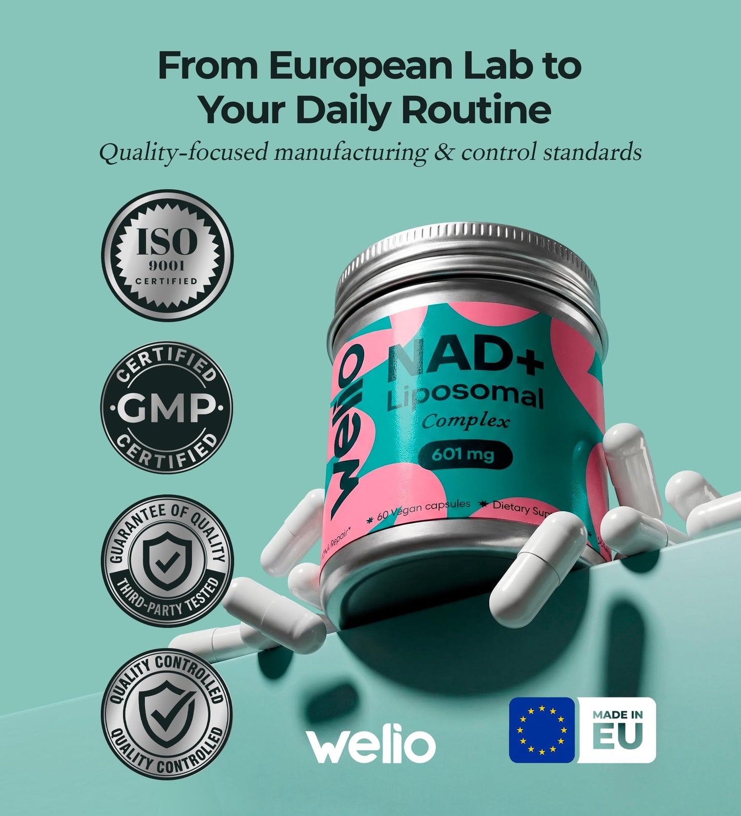 Welio Liposomal NAD Supplement 601mg Capsule, 60 Capsules