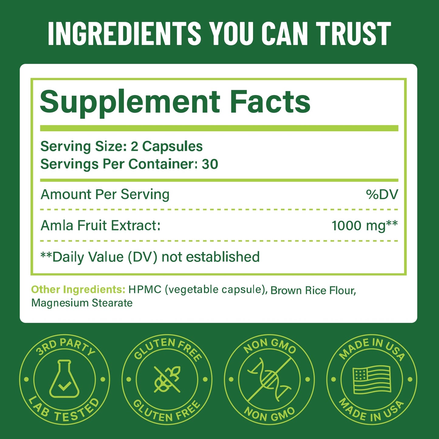 Marvella Wellness Organic Amla Capsules 1000mg, 60 Capsules