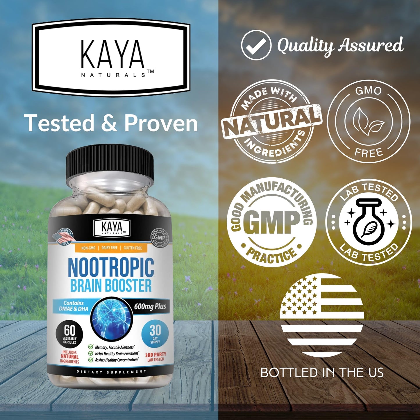 Kaya Naturals Nootropic Brain Booster, 120 Capsules