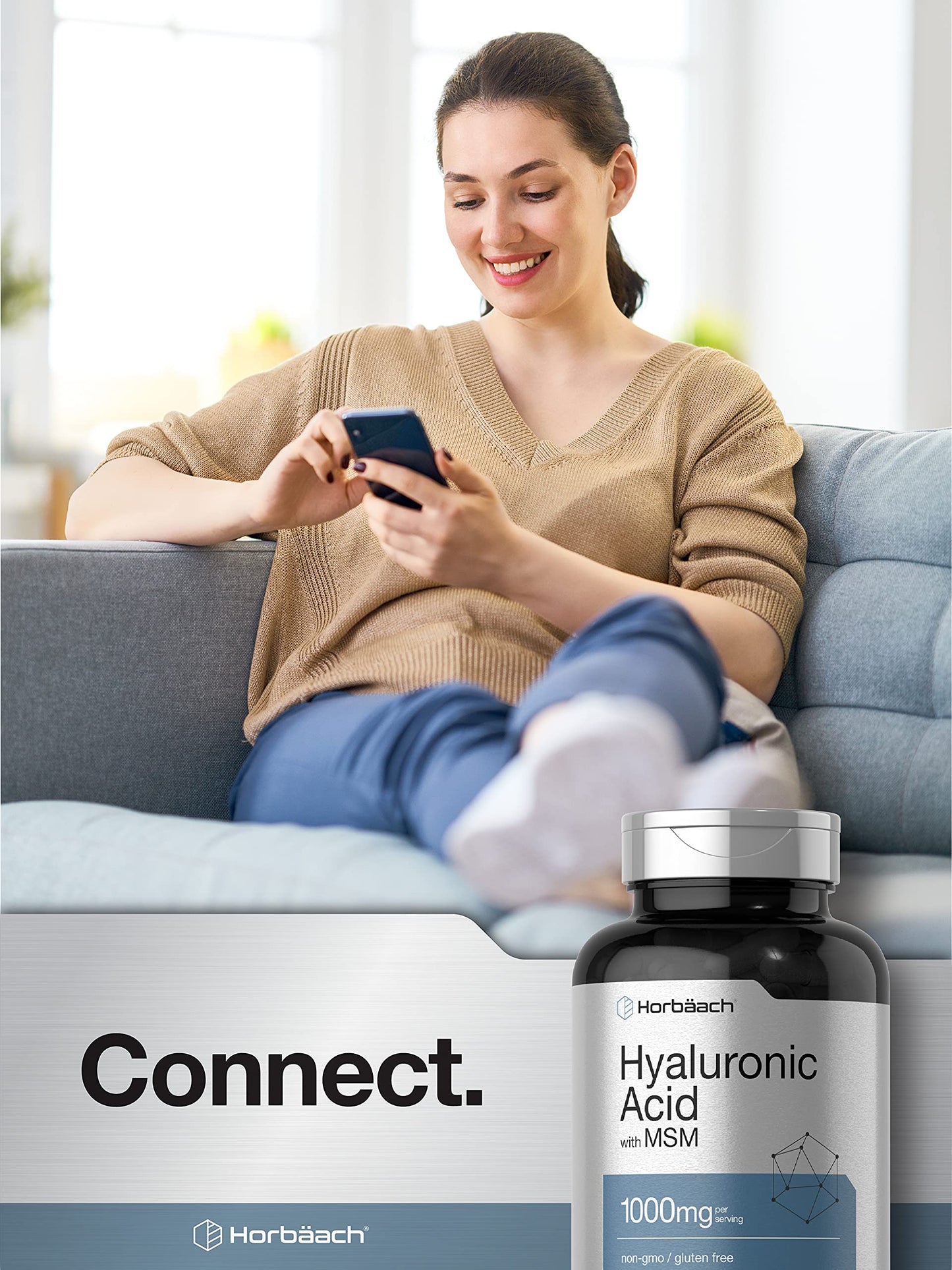 Horbäach Hyaluronic Acid with MSM Capsules, 120 Count