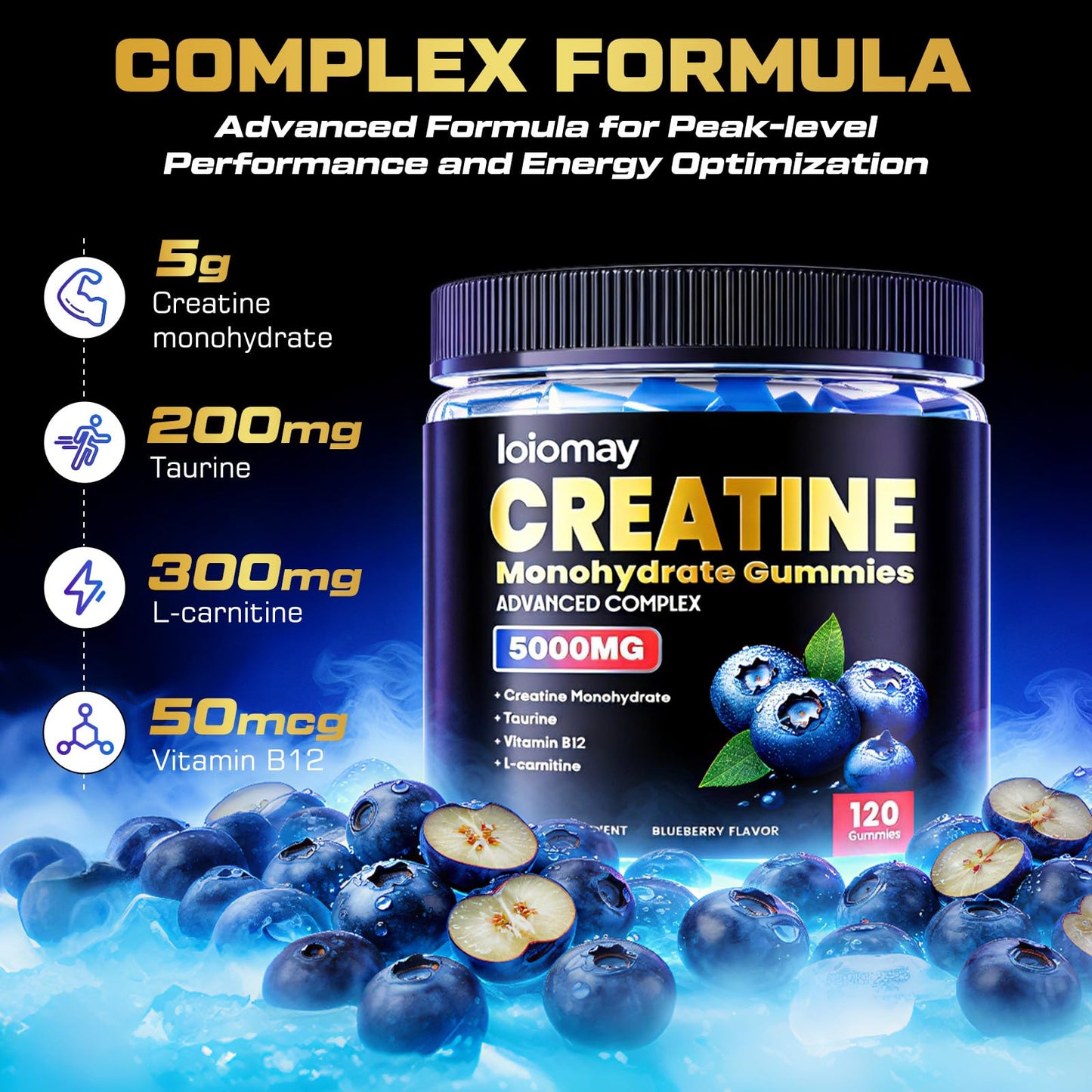 Loiomay Creatine Monohydrate Gummies 120 Count