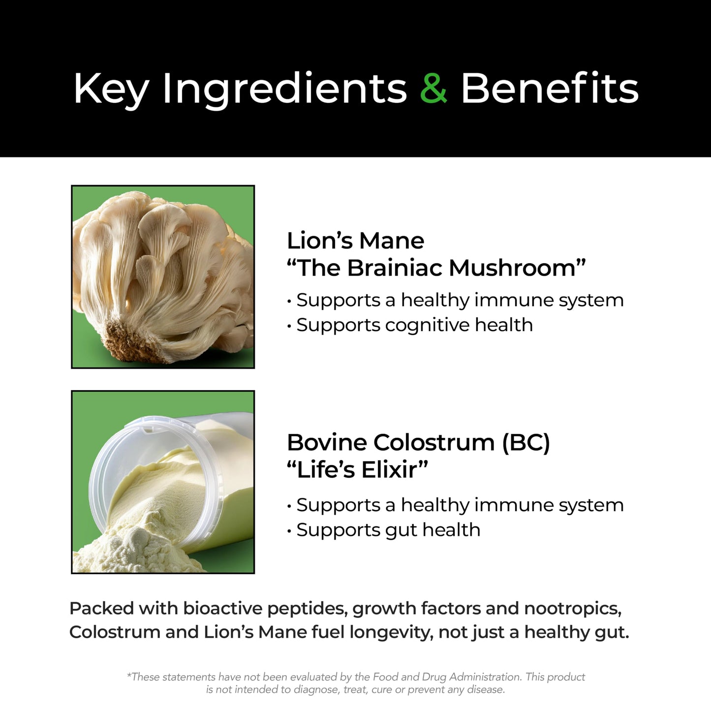 Market America Prime Bovine Colostrum with Lion's Mane Powder 2.9 oz