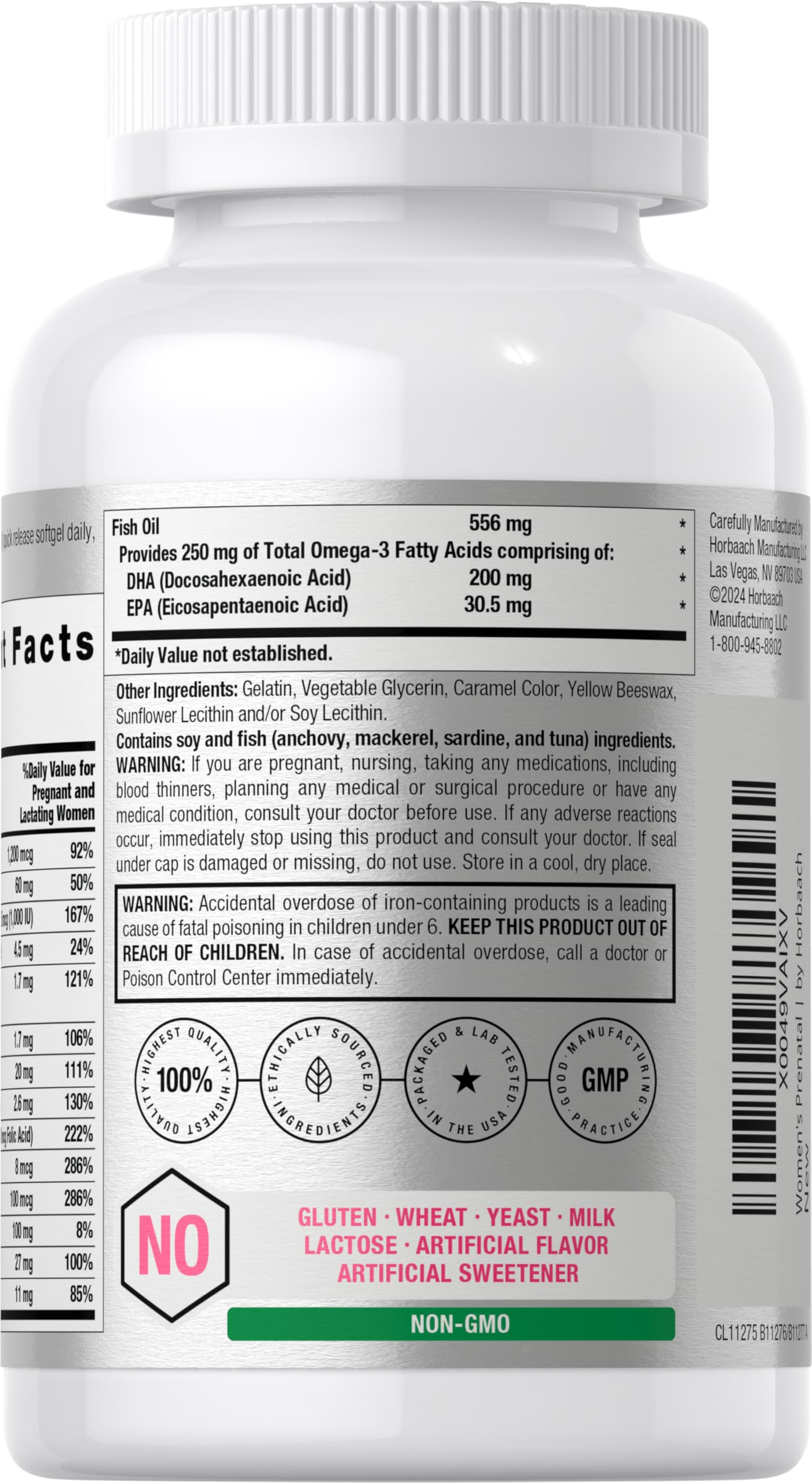 Horbäach Women's Prenatal Multivitamin with DHA Softgels, 70 Softgels