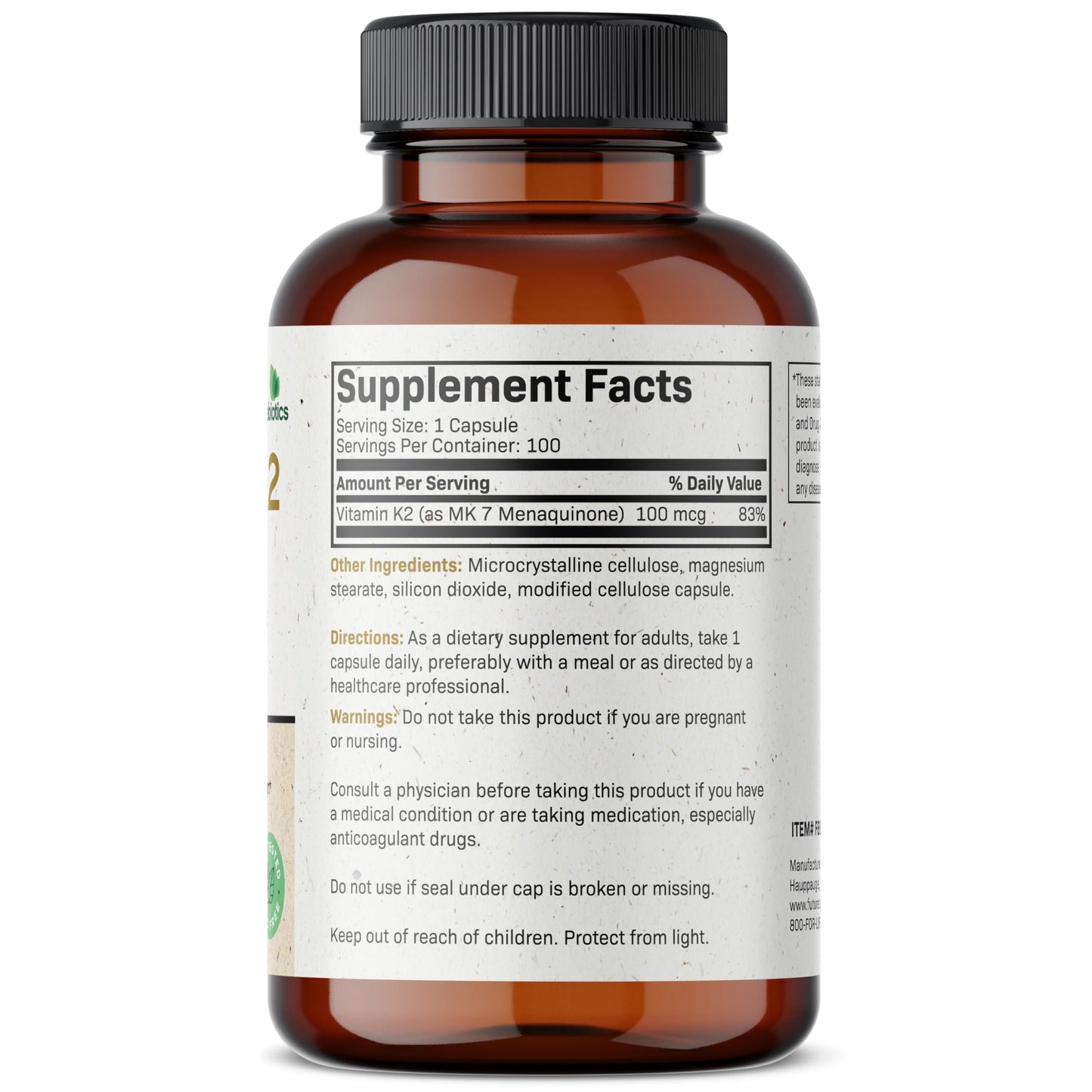 Futurebiotics Vitamin K2 as MK-7 100 mcg Capsule, 100 Count