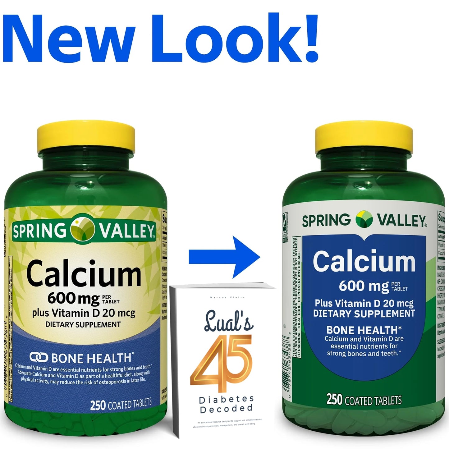 LUAL Calcium 600 mg Plus Vitamin D3, 800 IU Vitamin D per Tablet, 250 Tablets