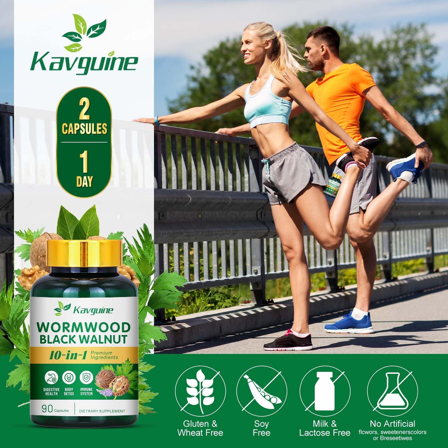 Kavguine 10 in 1 Wormwood Capsules, 90 Capsules