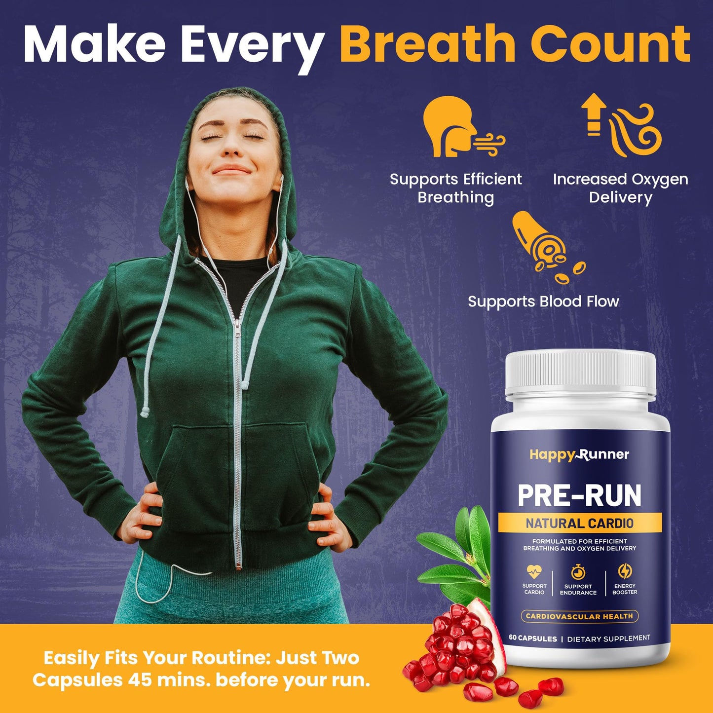 Happy Runner Pre-Run Capsule, 60 Capsules