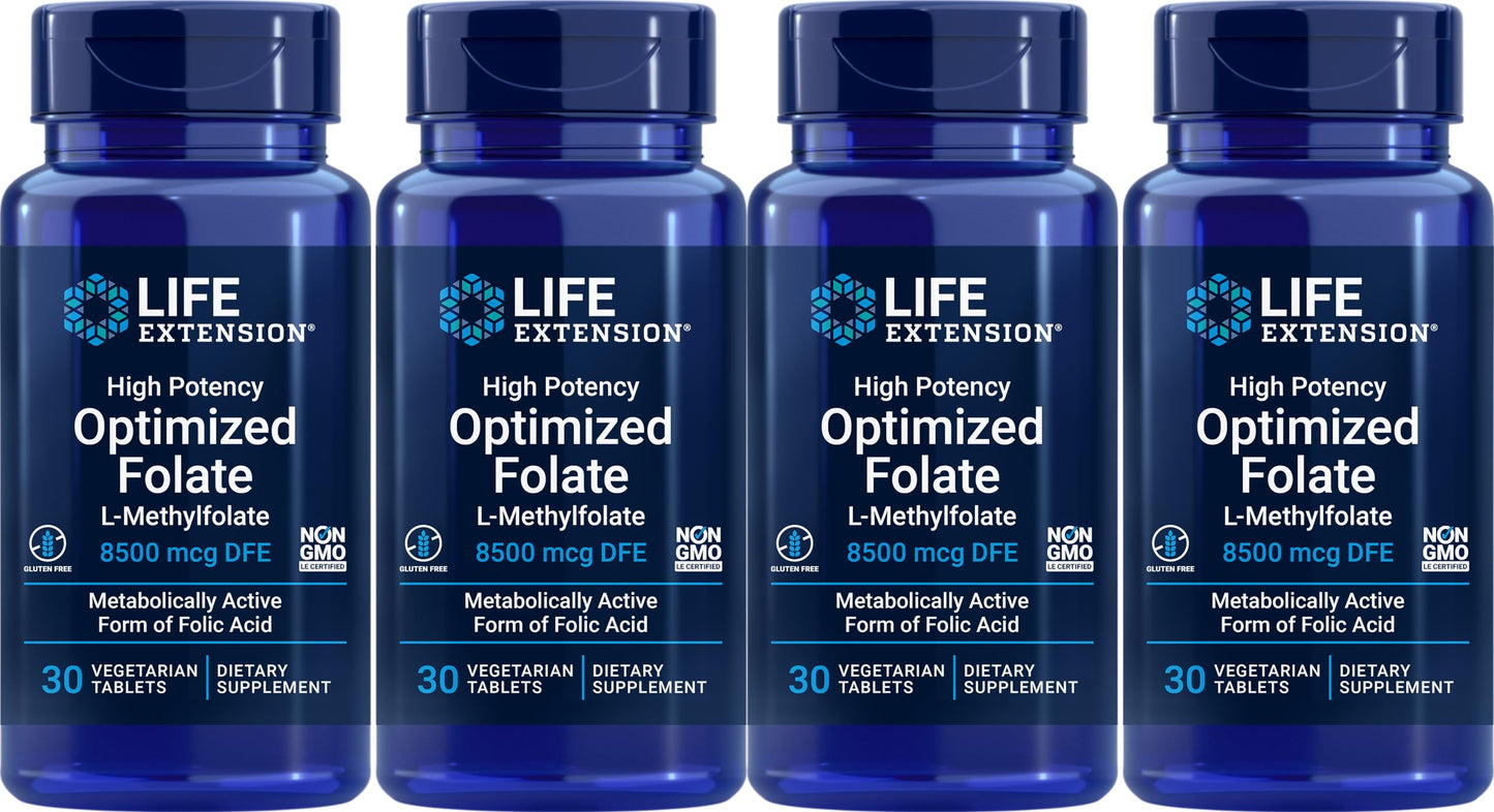 Life Extension High Potency Optimized Folate 8500 mcg DFE, 120 Tablets