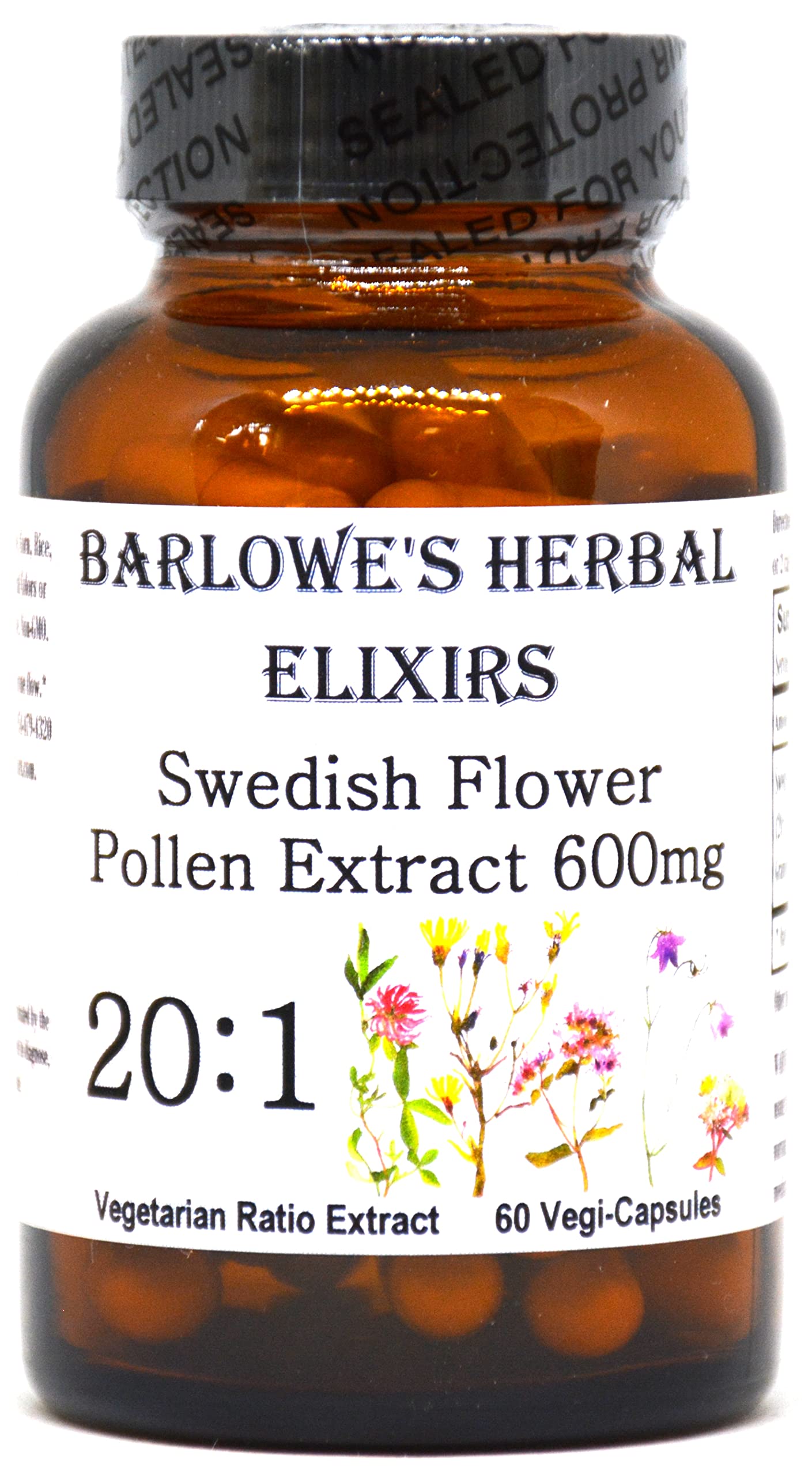 Barlowe's Herbal Elixirs Swedish Flower Pollen Extract Supplement 60 Capsules