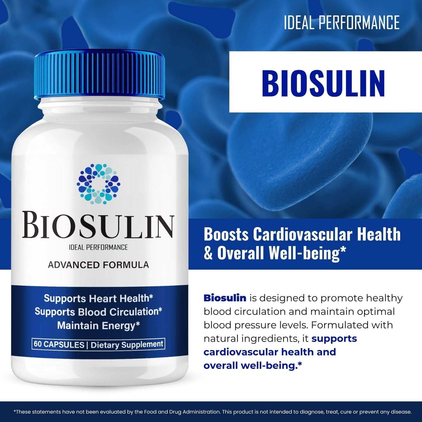 IDEAL PERFORMANCE Biosulin Capsules, Premium Biosulin Advanced Blood Formula, 300 Capsules