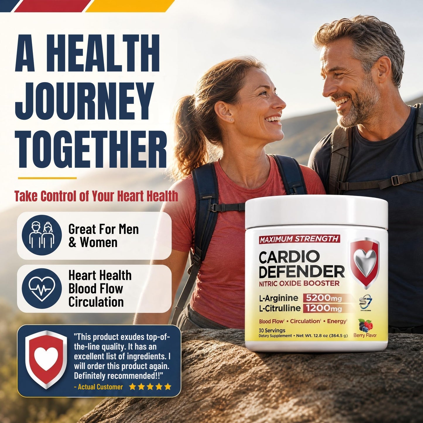 Cardio Defender L-Arginine 5200mg L-Citrulline 1200mg Nitric Oxide Booster Powder 12.8 Ounce