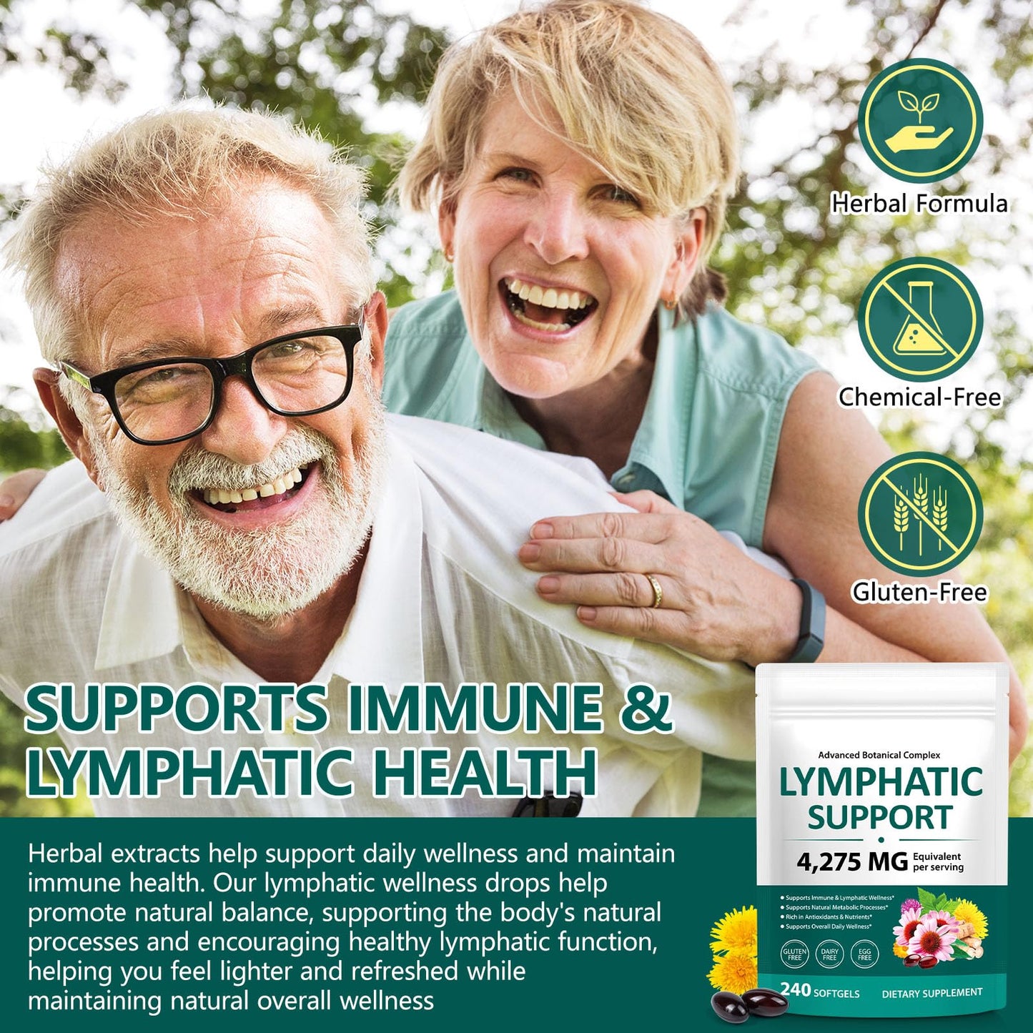 Onznoz Lymphatic Drainage Supplements 4275mg Lymph System Support Softgels 240