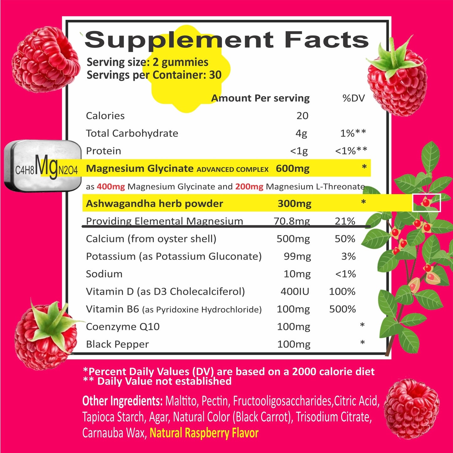 BIZYAC Magnesium Glycinate 400mg Gummies, 120 Count