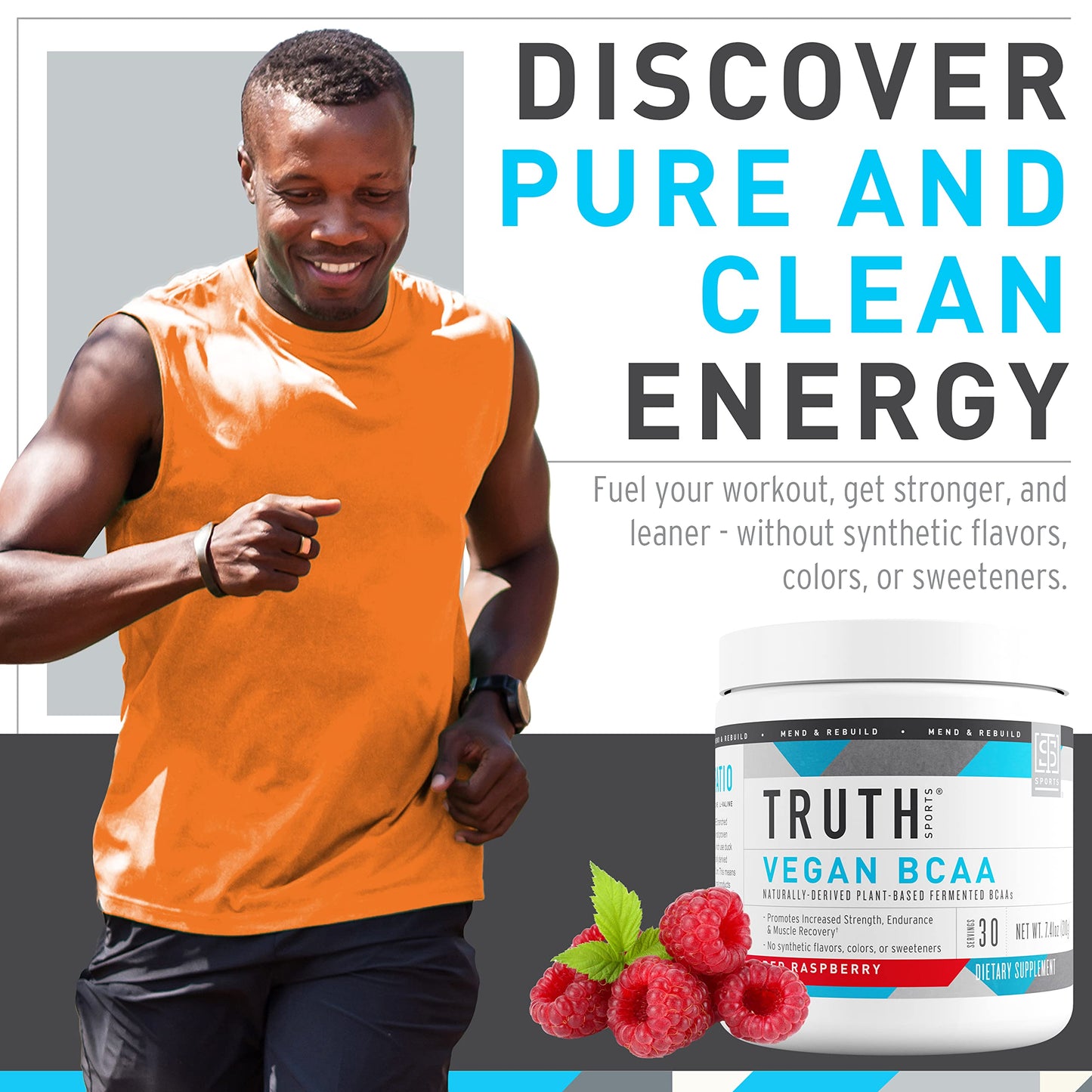 Truth Nutrition Vegan BCAA Powder 2:1:1 Ratio Natural BCAAs Amino Acids 7.7 Ounce