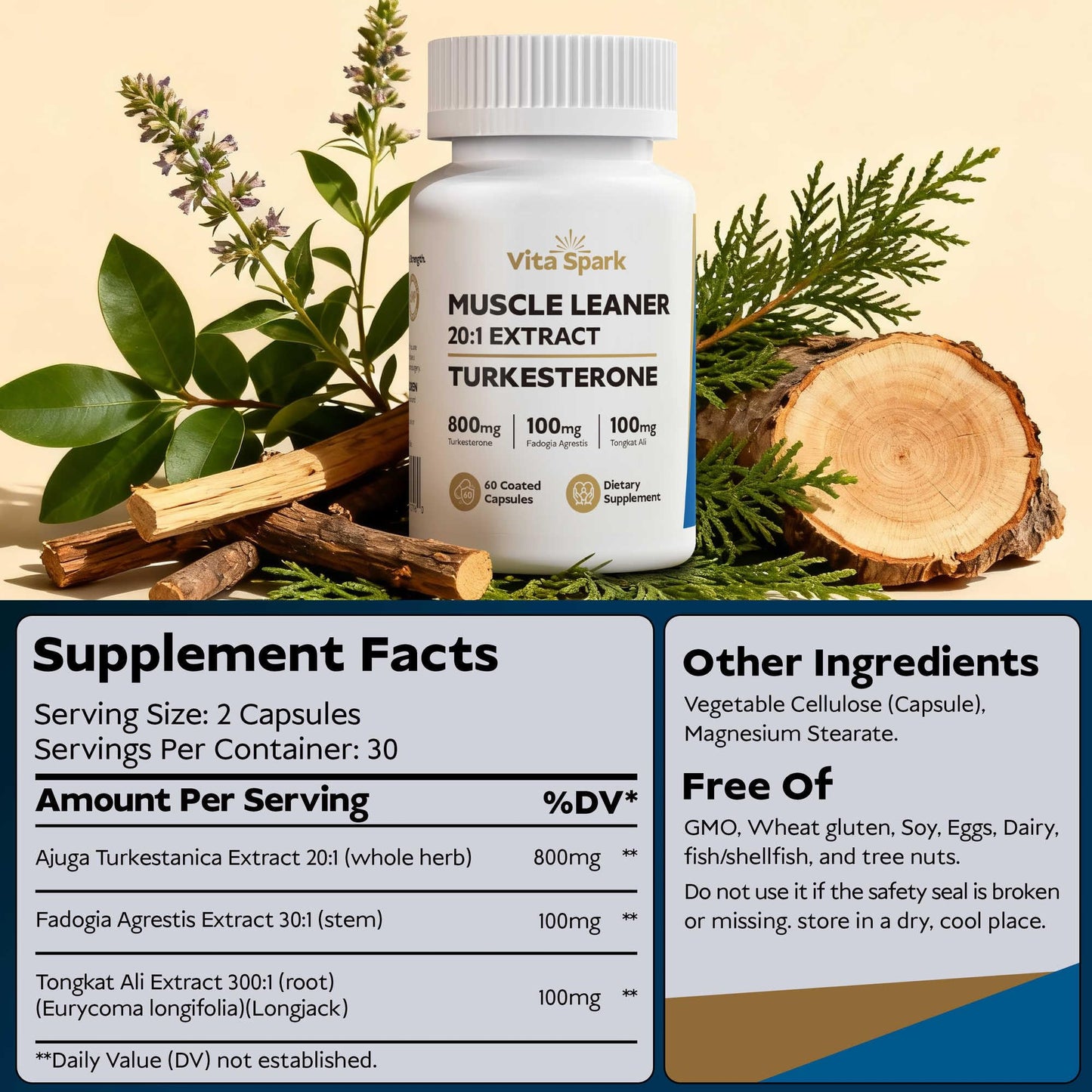 Vita Spark Turkesterone Muscle Leaner Capsule 180 Capsules