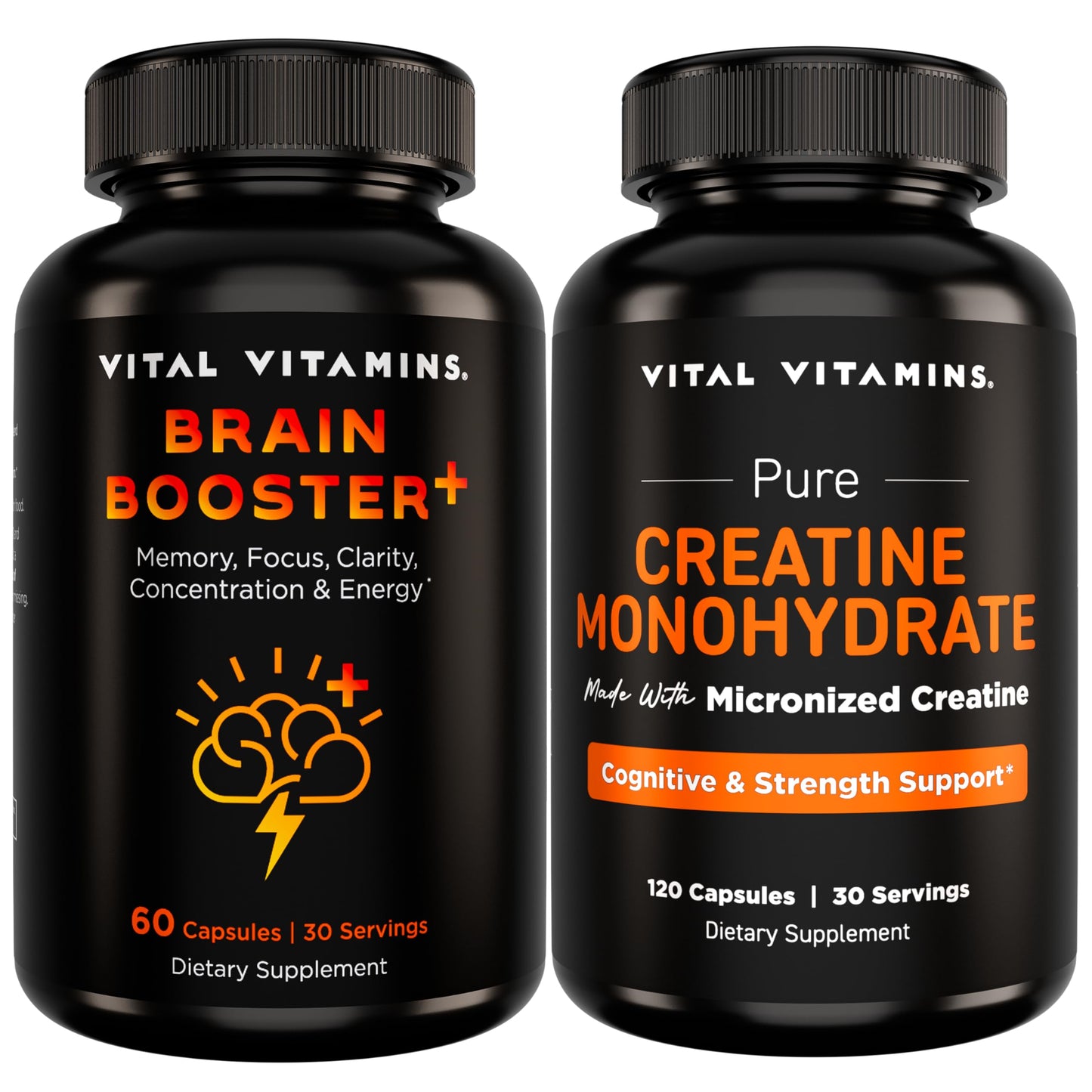 Vital Vitamins Brain Booster Plus + Creatine Capsules, 180 Capsules