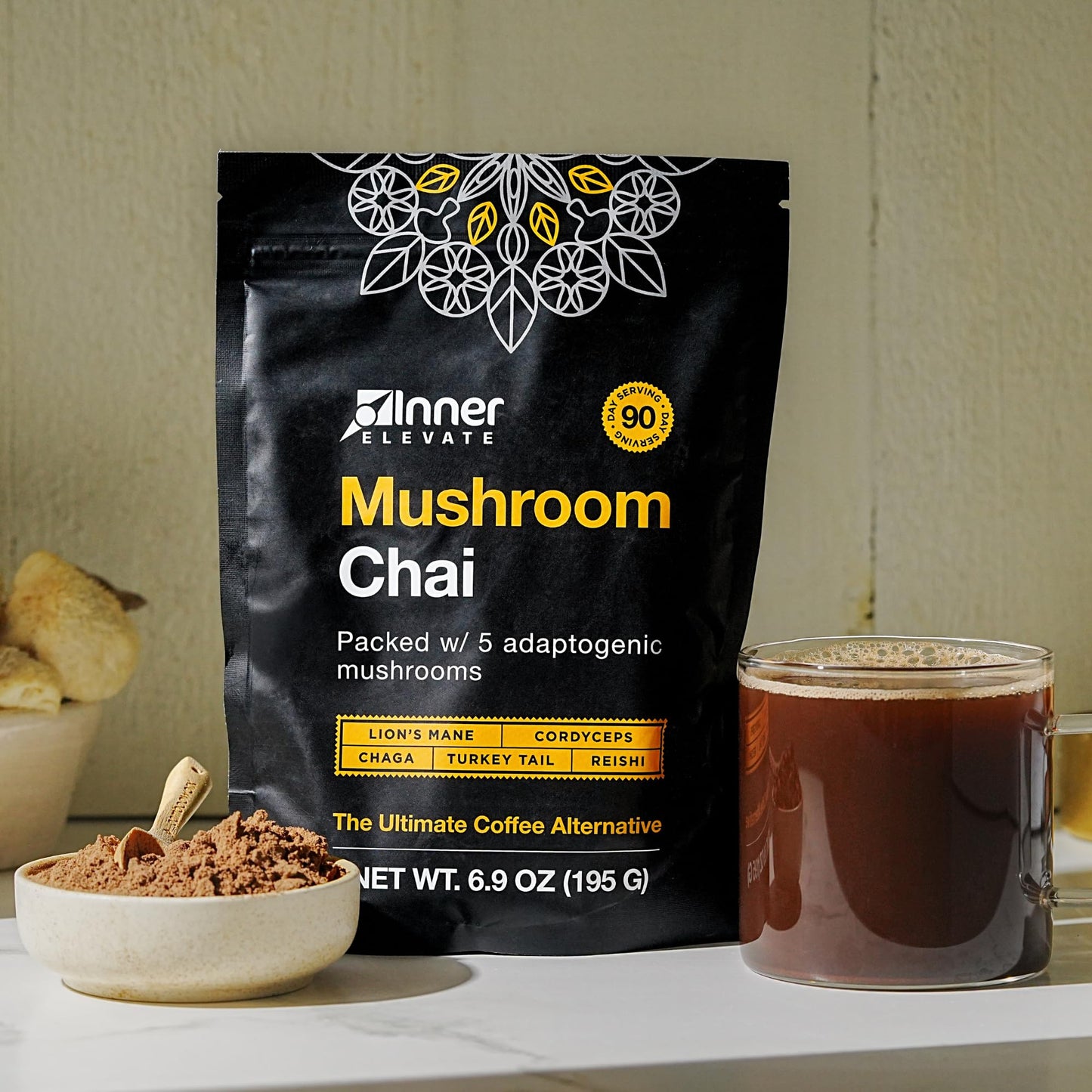 Inner Elevate Mushroom Chai Powder, 6.9 oz (90 Servings)