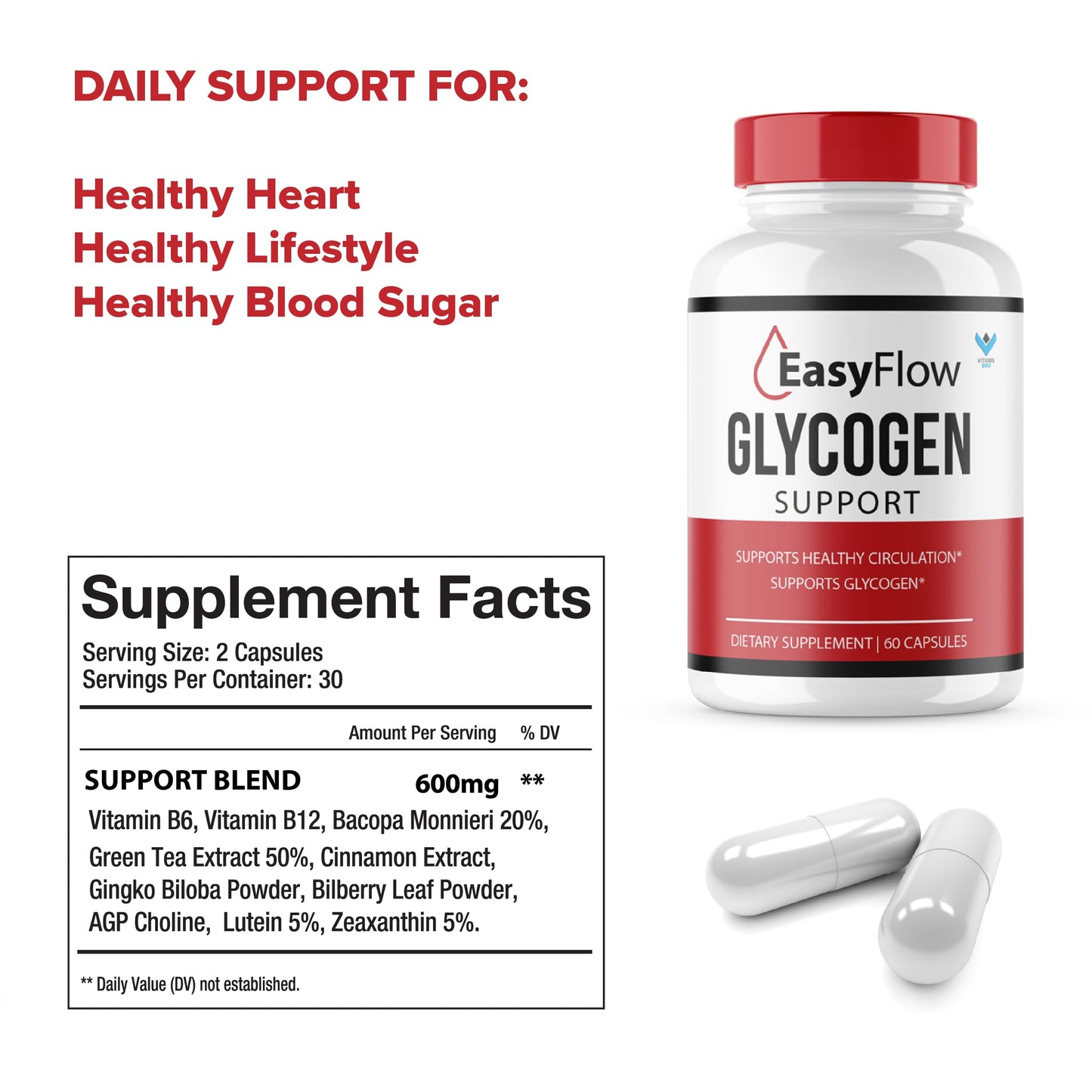Vitamin Evo Easy Flow Glyco Pills Glycogen Support Capsules 300