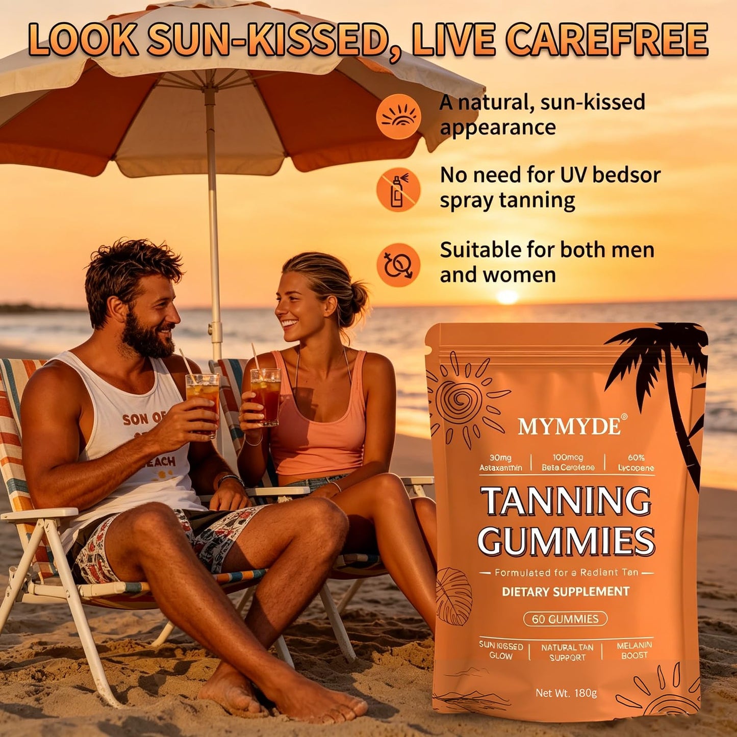 MYMYDE New Skin Natural Tanning Gummies Gummy 60 Count