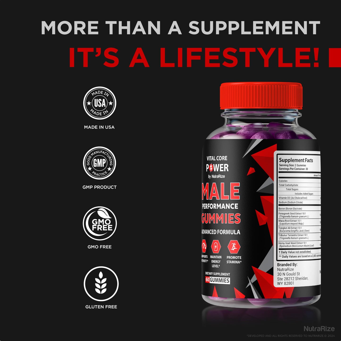 NutraRize Vital Core Power Male Gummies Gummy 60 Count