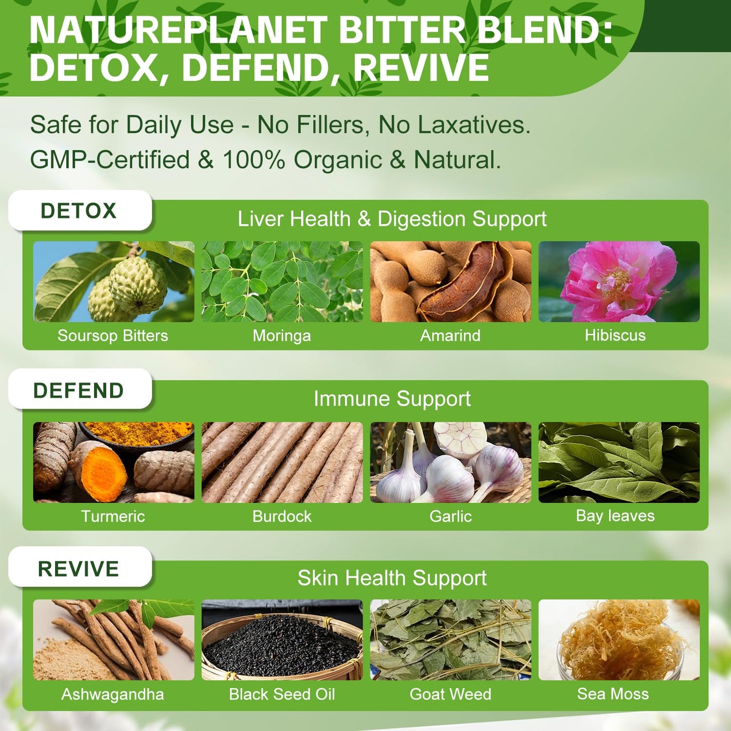 NaturePlanet Soursop 12-in-1 Immune & Gut Support Vegan Capsules 180 Count