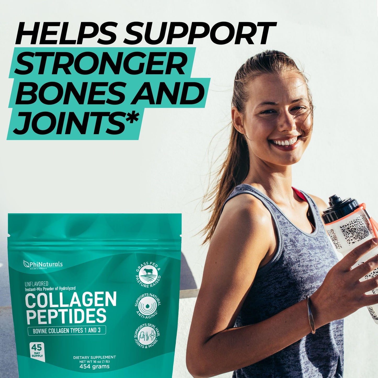 PhiNaturals Hydrolyzed Collagen Powder Supplement, 16 oz