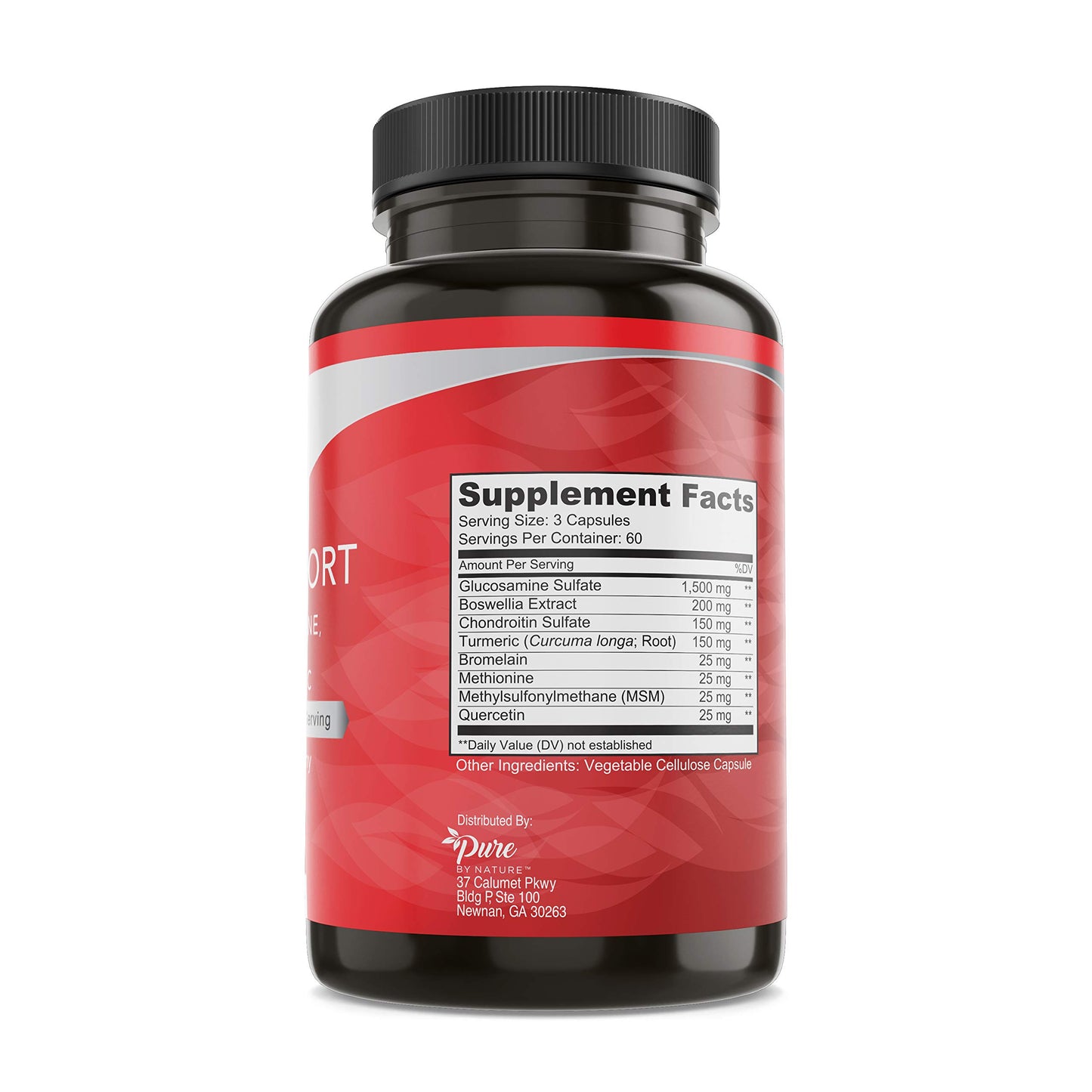 Pure By Nature Glucosamine Chondroitin MSM Turmeric Boswellia Capsules, 180 Count
