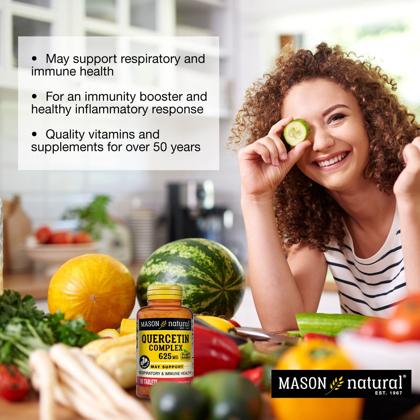 Mason Natural Plant Based Quercetin Complex 625 mg Tablets, 60 Count