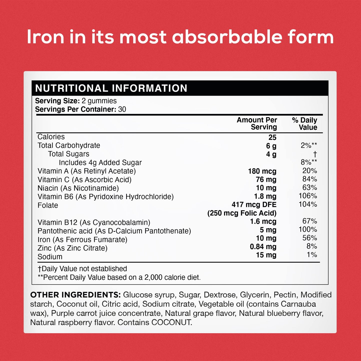 nothing BUT nutrition Women & Men Natural Iron Supplement Gummy 60