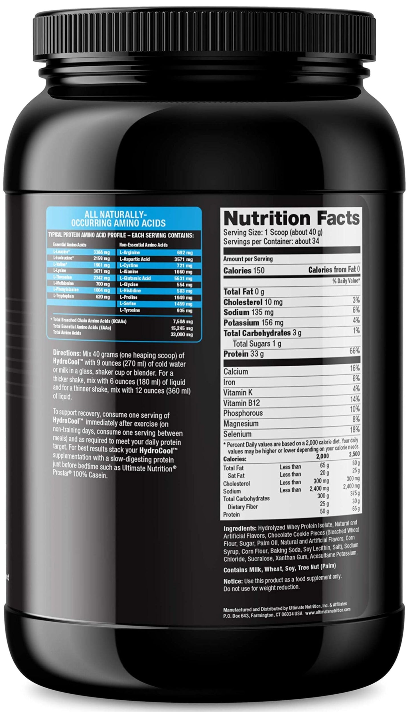 Ultimate Nutrition HydroCool Hydrolyzed Whey Isolate Powder Cookies N Cream, 48 Servings