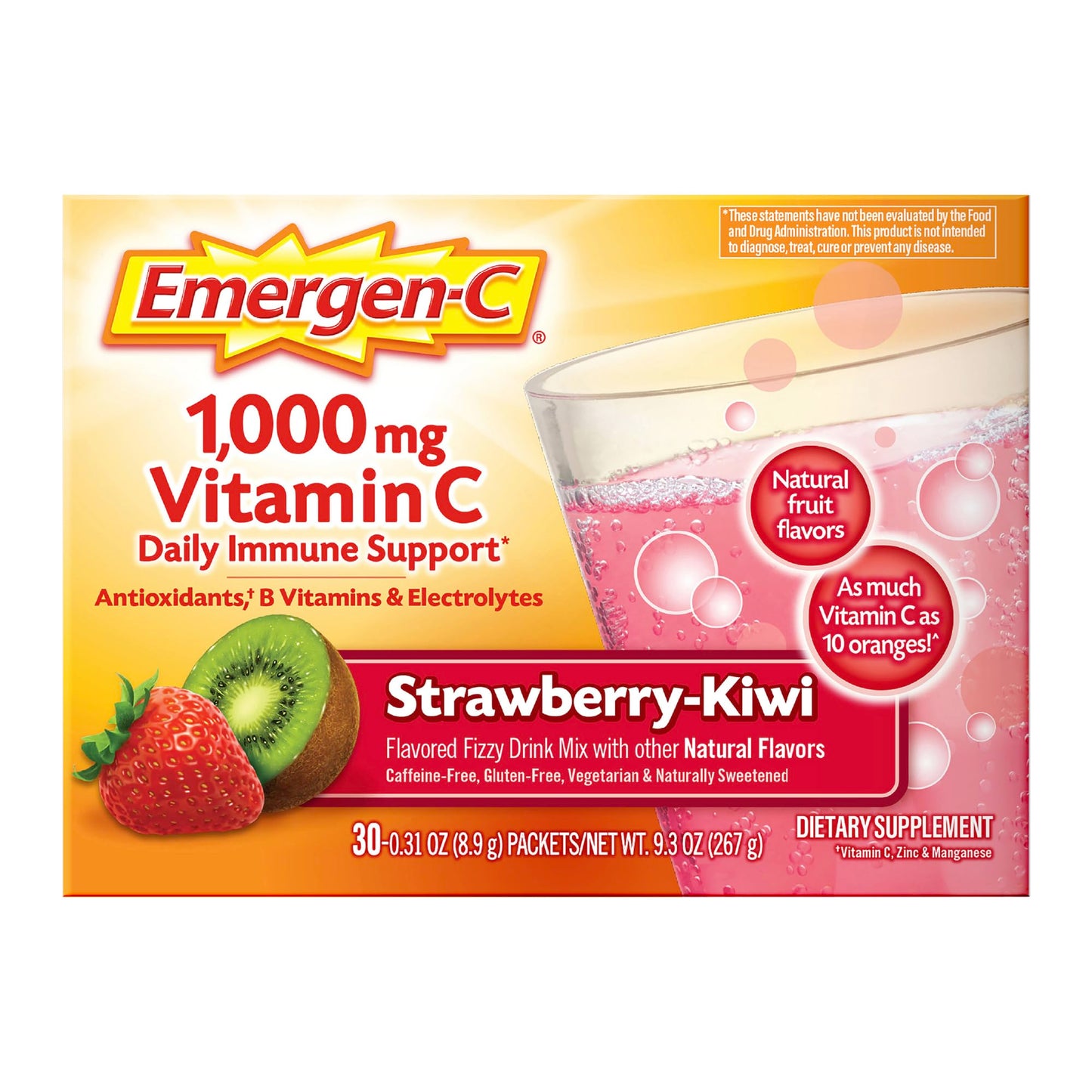 Emergen-C Vitamin C Immune Support Powder Strawberry Kiwi, 9.3 Ounce