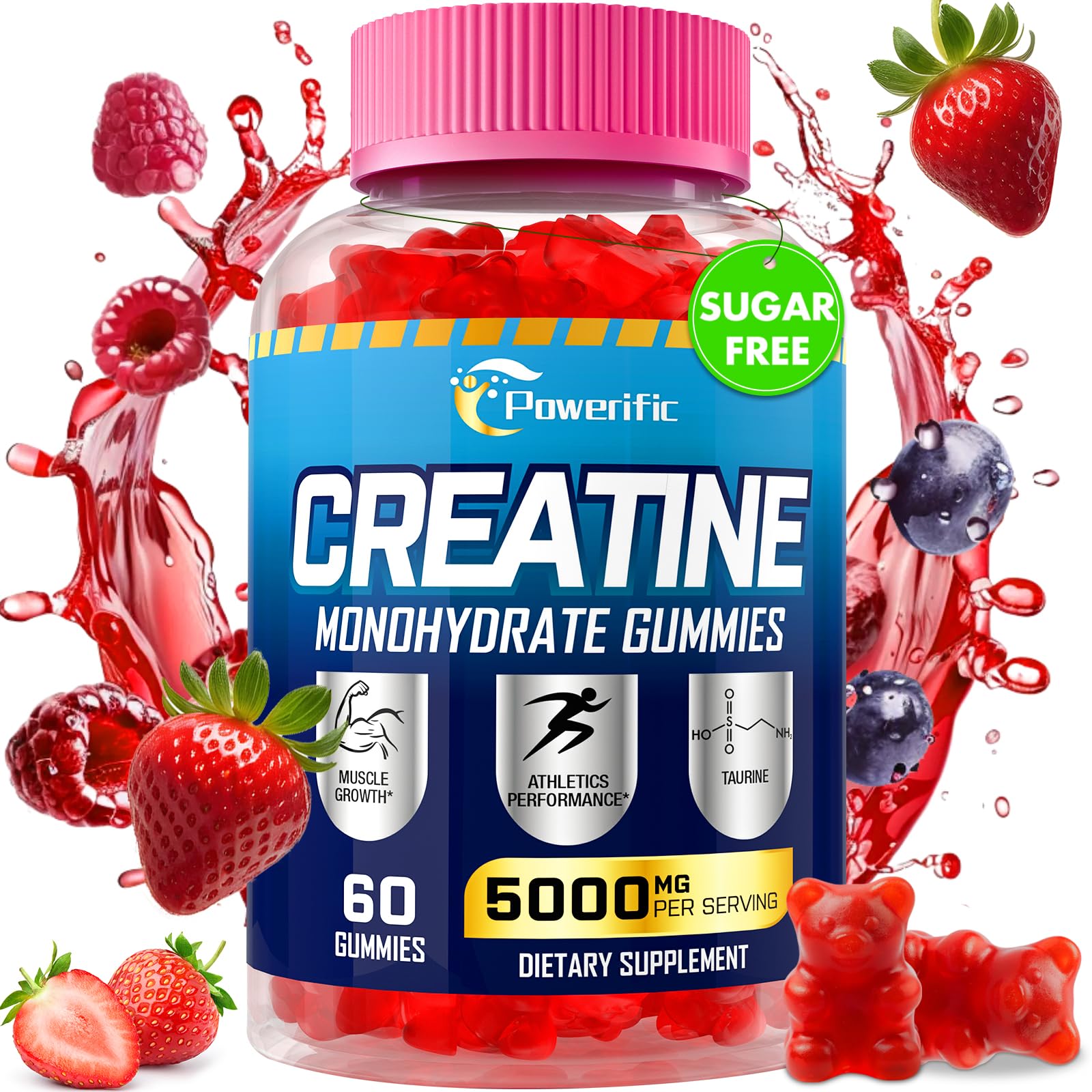 Powerific Creatine Monohydrate Gummies, 60 Count