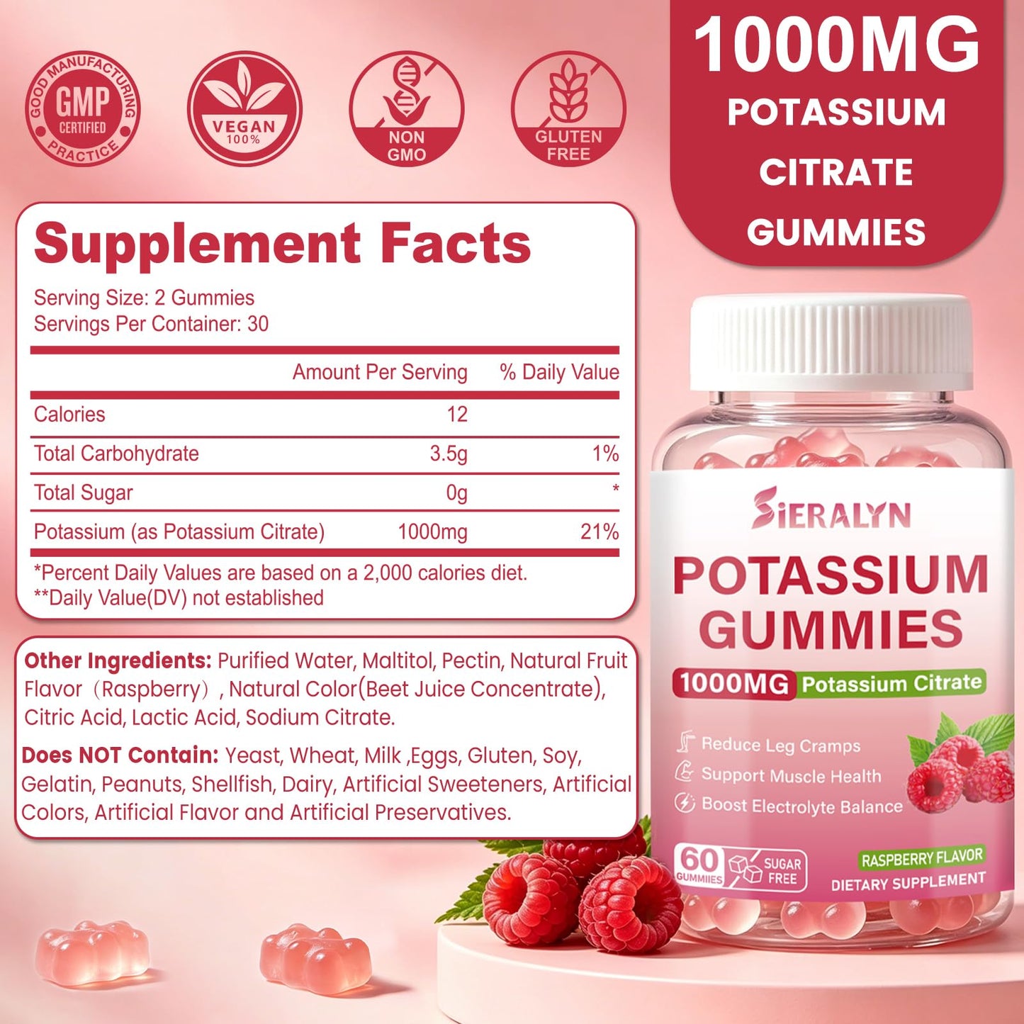Sieralyn Potassium Citrate Gummies 120 Gummies