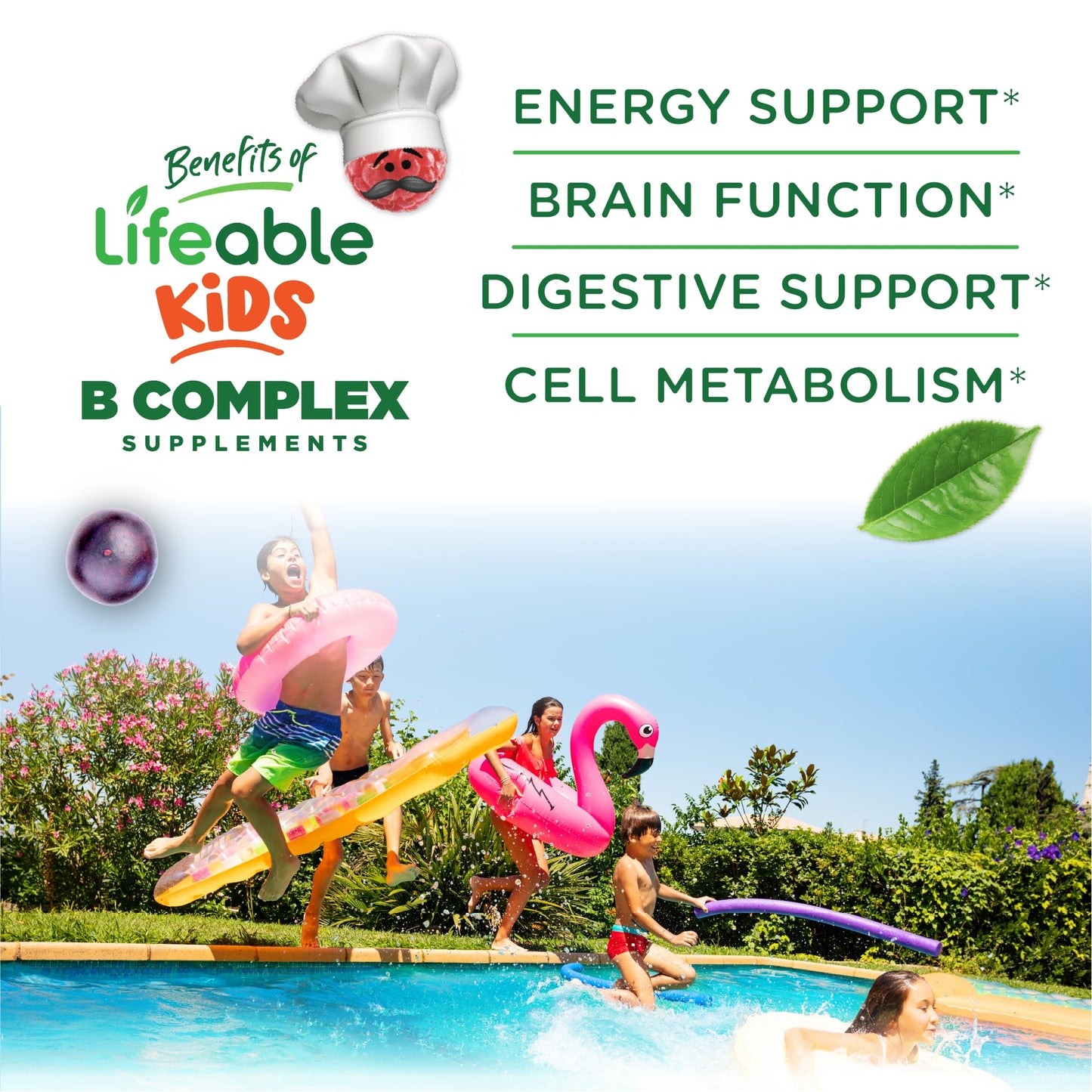 Lifeable Sugar Free Vitamin B Complex for Kids Gummy 90 Count
