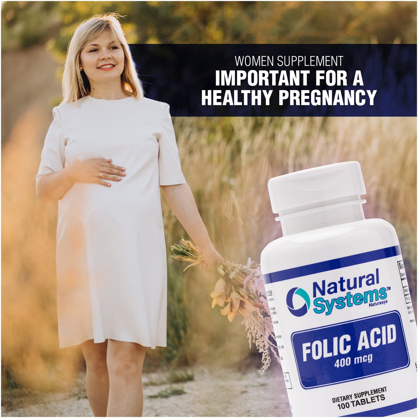 Natural Systems Naturasys Folic Acid Prenatal Supplement 400 mcg Tablet, 100 Count