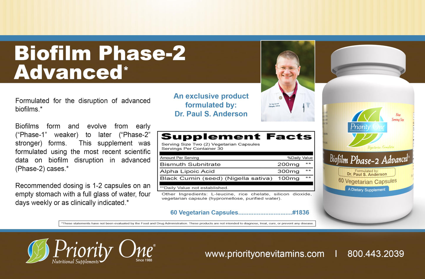 Priority One Biofilm Phase-2 Advanced Capsule, 60 Capsules